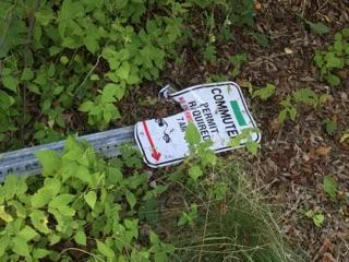 A removed Commuter Permit Sign at Horsebarn Hill. (Marlese Lessing/The Daily Campus)