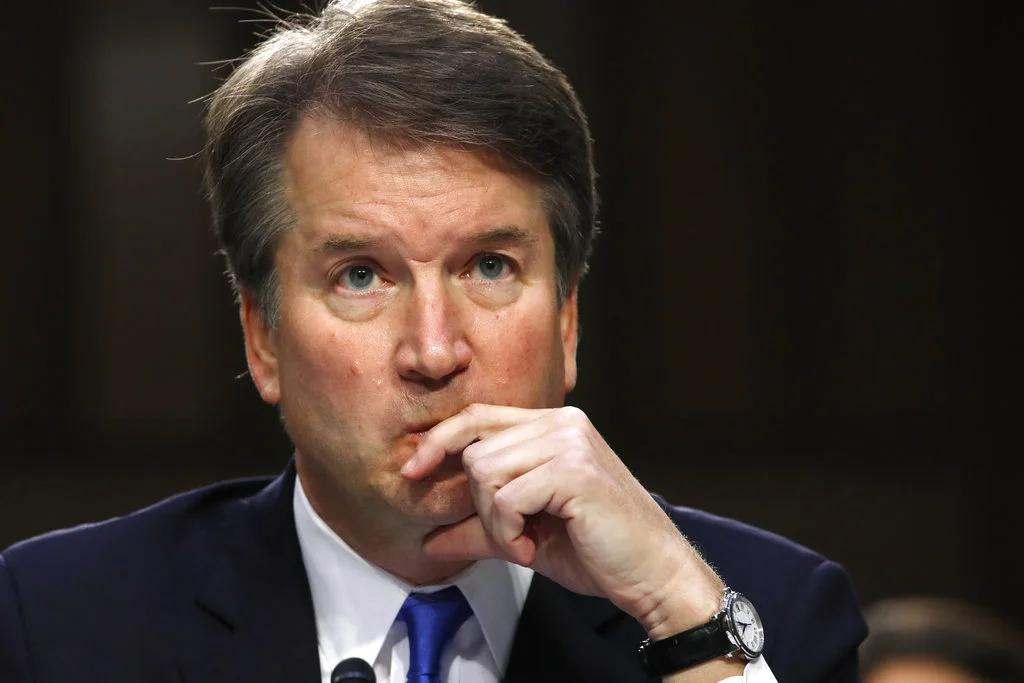FILE - In this Sept. 5, 2018, file photo, President Donald Trump's Supreme Court nominee, Brett Kavanaugh listens to a question while testifying before the Senate Judiciary Committee on Capitol Hill in Washington. (AP Photo/Jacquelyn Martin, File)