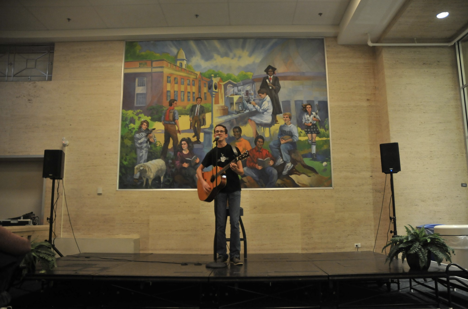 Students perform onstage during an ‘Open Mic Night’ put on by SUBOG. (File photo/The Daily Campus)