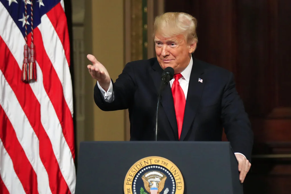 President Donald Trump speaks to the Interagency Task Force to Monitor and Combat Trafficking in Persons annual meeting at the Eisenhower Executive Office Building on the White House complex in Washington, Thursday, Oct. 11, 2018. (AP Photo/Manuel Balce Ceneta)