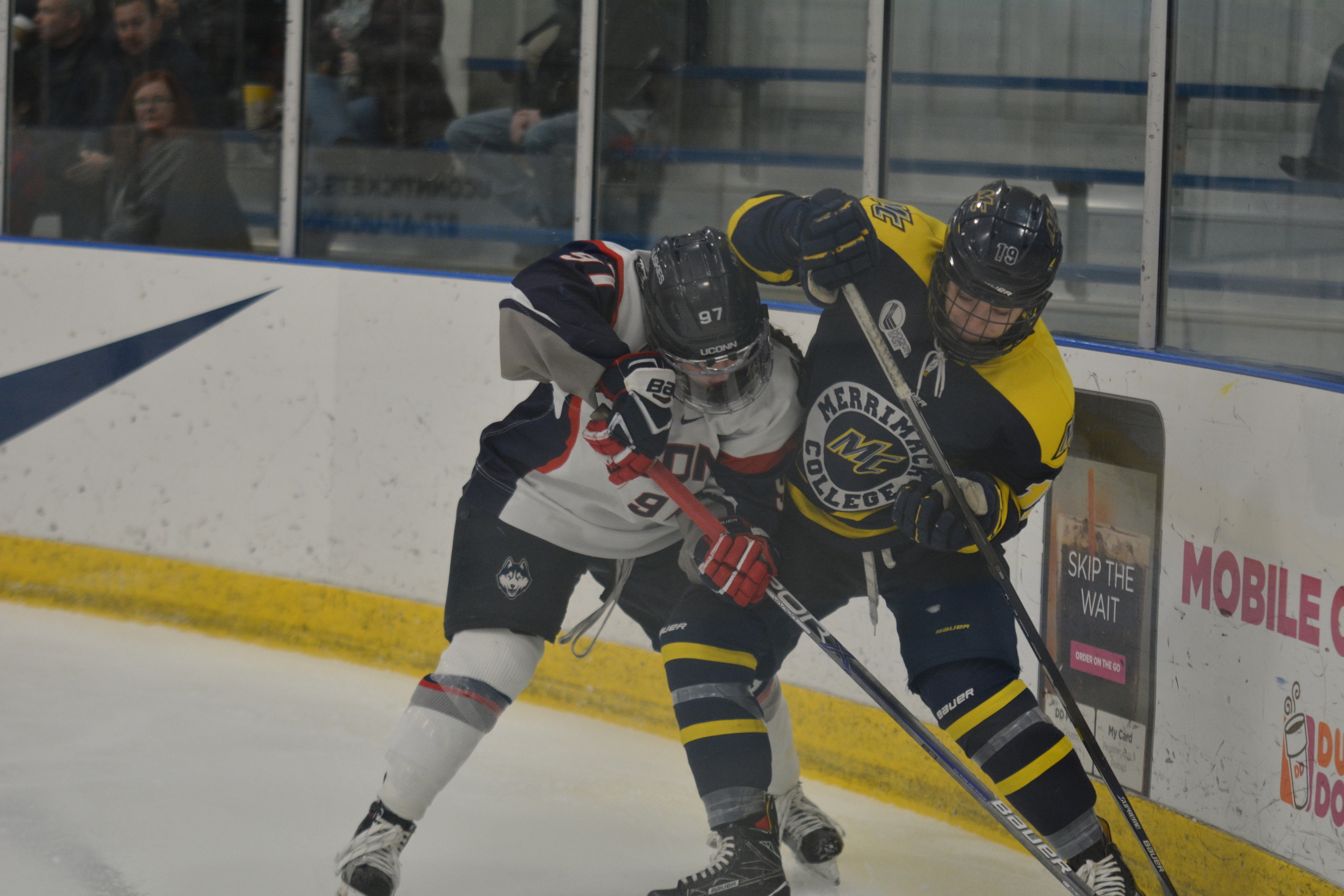 UConn takes on Merrimack last year. The Huskies have a pair of Hockey East games coming up this weekend (File Photo/The Daily Campus)