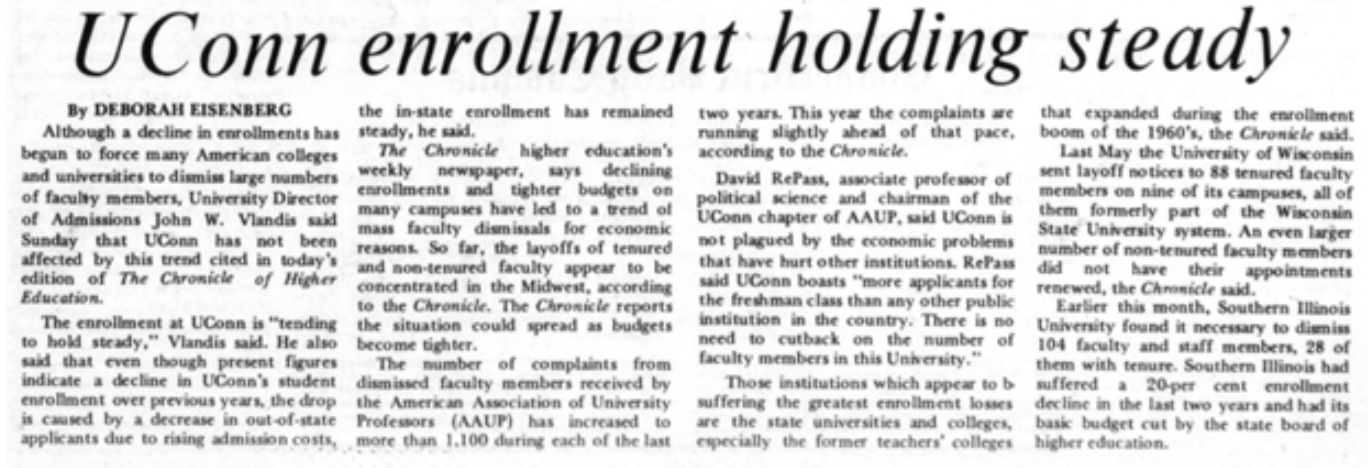 UConn held steady through a national decline in this week’s Storrs Stories. (Photo supplied via writer)