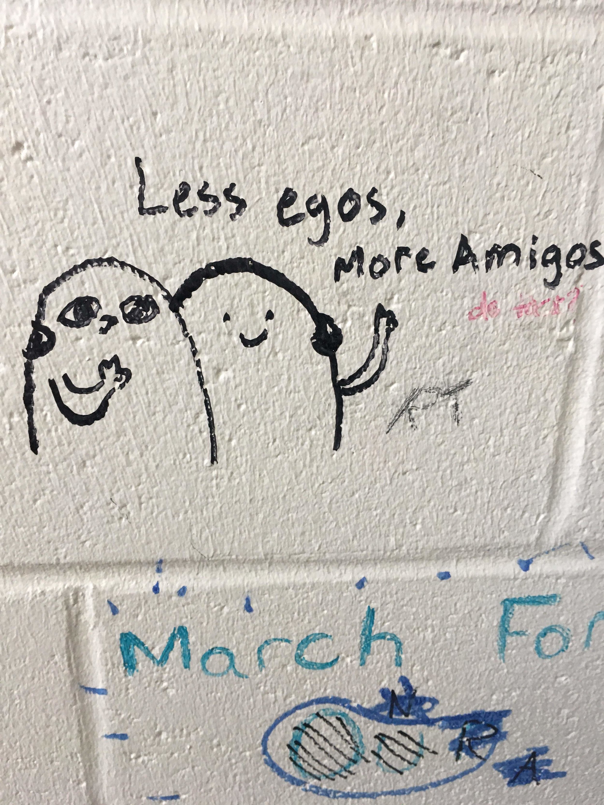 trouble on the summit as university paints over student graffit drawings