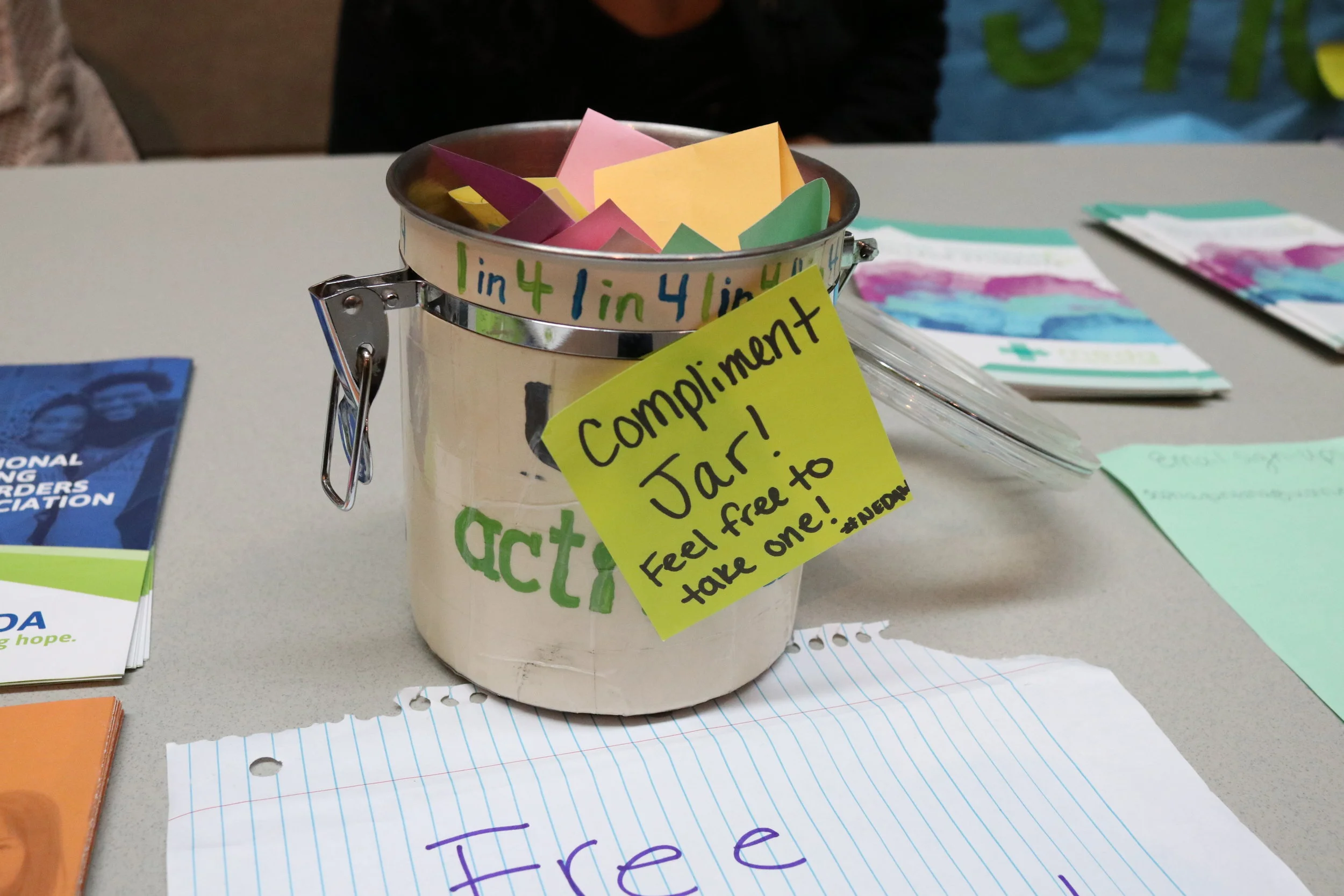 Active Minds, a mental health awareness group on campus, tables in the Student Union, providing support and information about eating disorders. (Maggie Chafouleas/The Daily Campus)