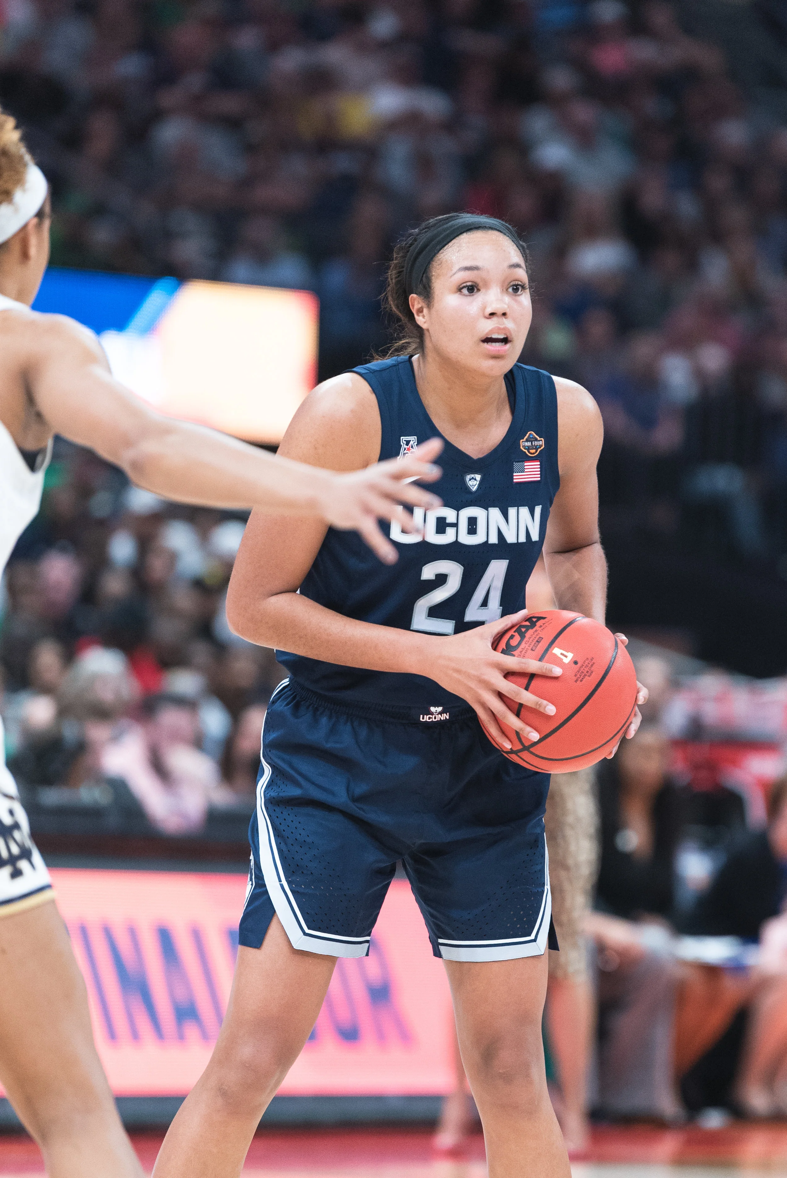 Napheesa Collier went 7-for-14 with 15 points, 13 rebounds and four blocks in her fourth and final matchup in the Final Four (Photo by Charlotte Lao/The Daily Campus)