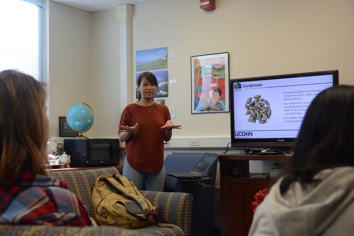 Students and faculty enjoyed Chai Tea, Southeast Asian foods from UConn Catering, and a presentation about Southeast Asian handicrafts. (Nicholas Hampton/The Daily Campus)