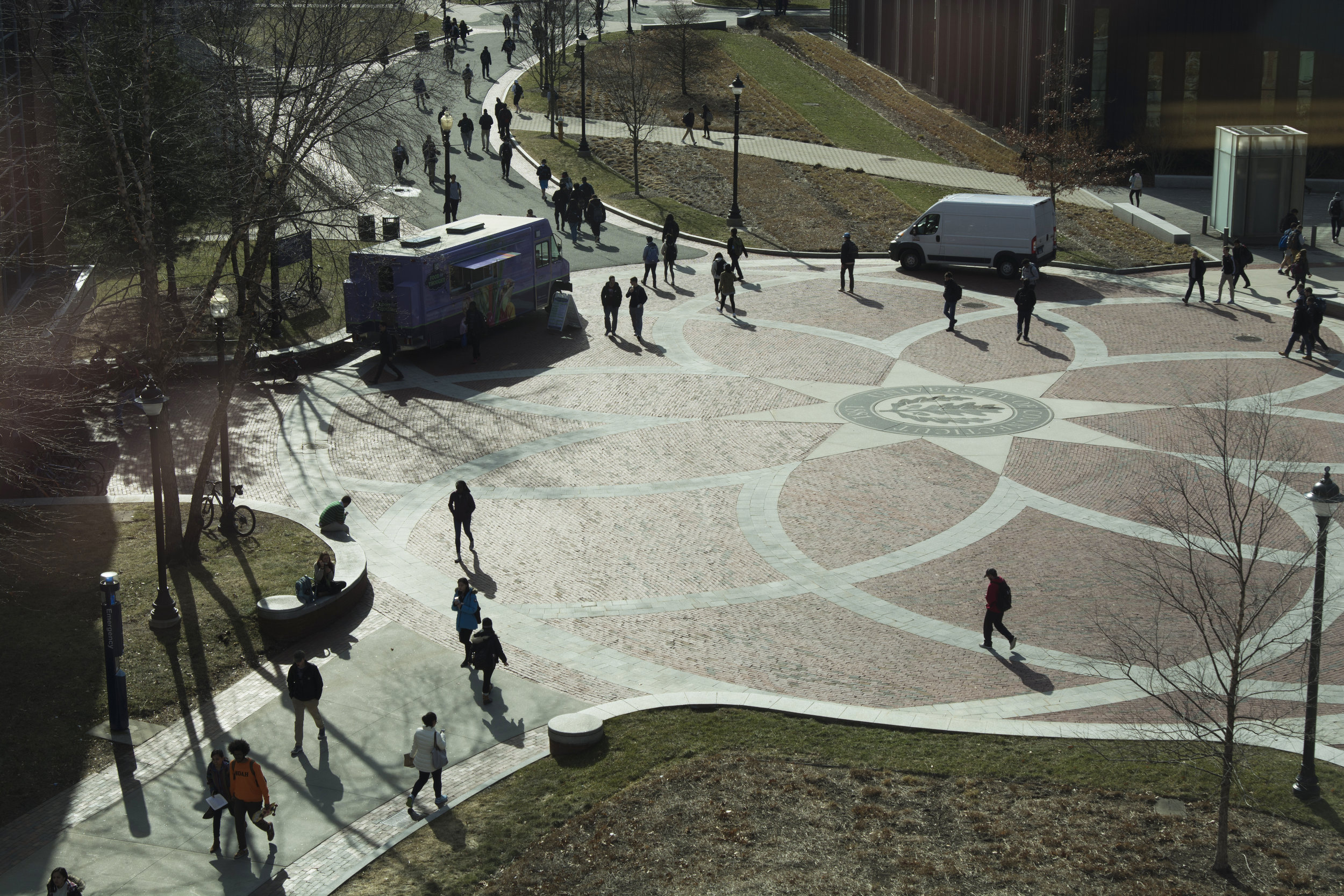 A truck that sits outside the Homer Babbidge Library and offers free pregnancy tests and ultrasounds every week is raising controversy with University of Connecticut students. (Nick Hampton/The Daily Campus)