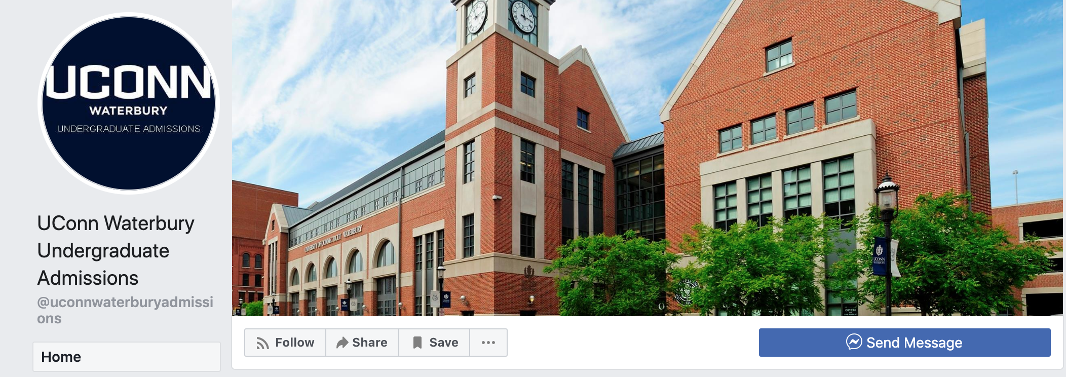 Screenshot of UConn Waterbury Undergraduate Admissions Facebook Page