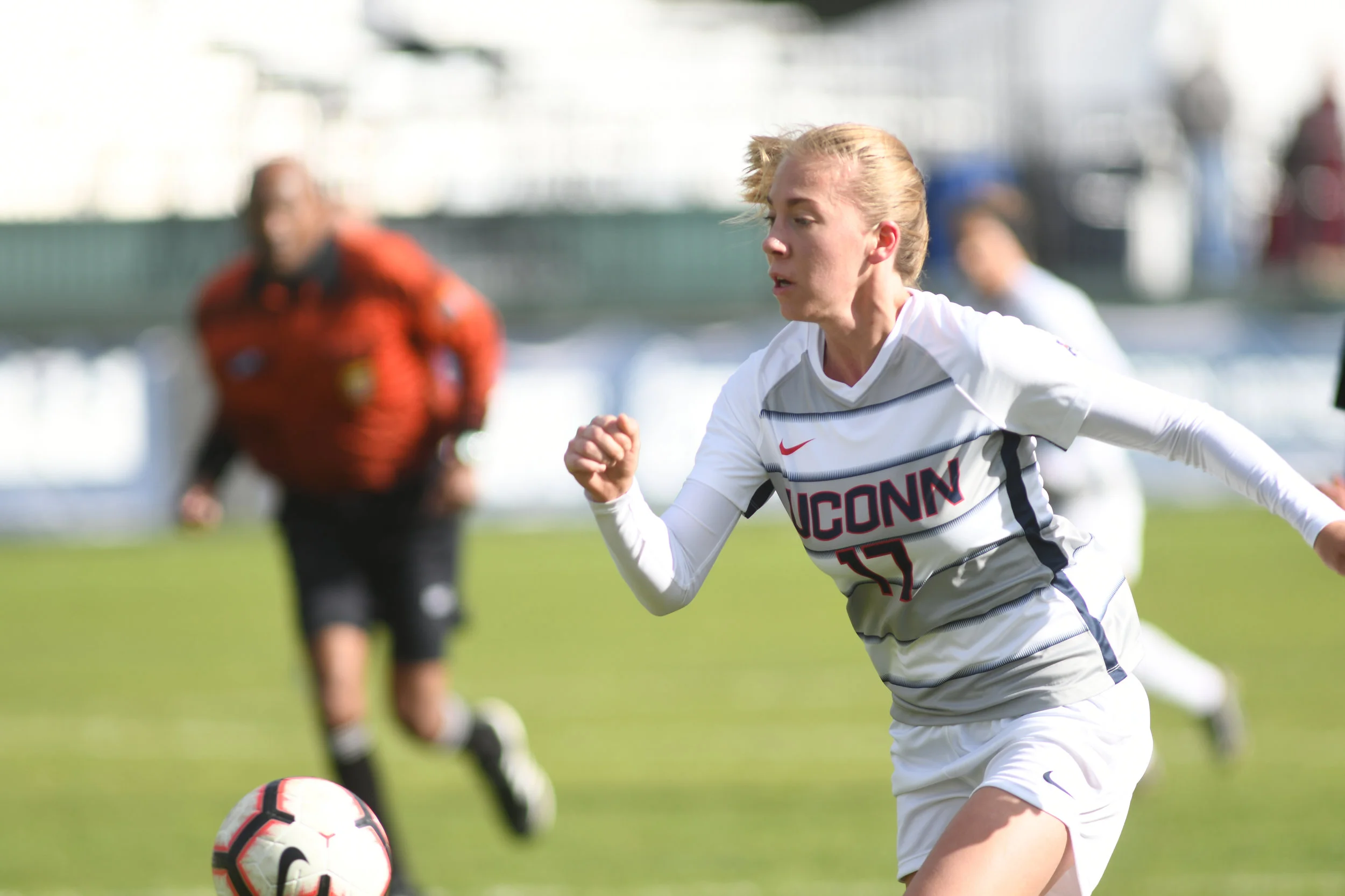 Despite their best efforts, the women’s soccer team third game of the season ended in a draw against CCSU. Photo by Eric Wang, Staff Photographer/Daily Campus