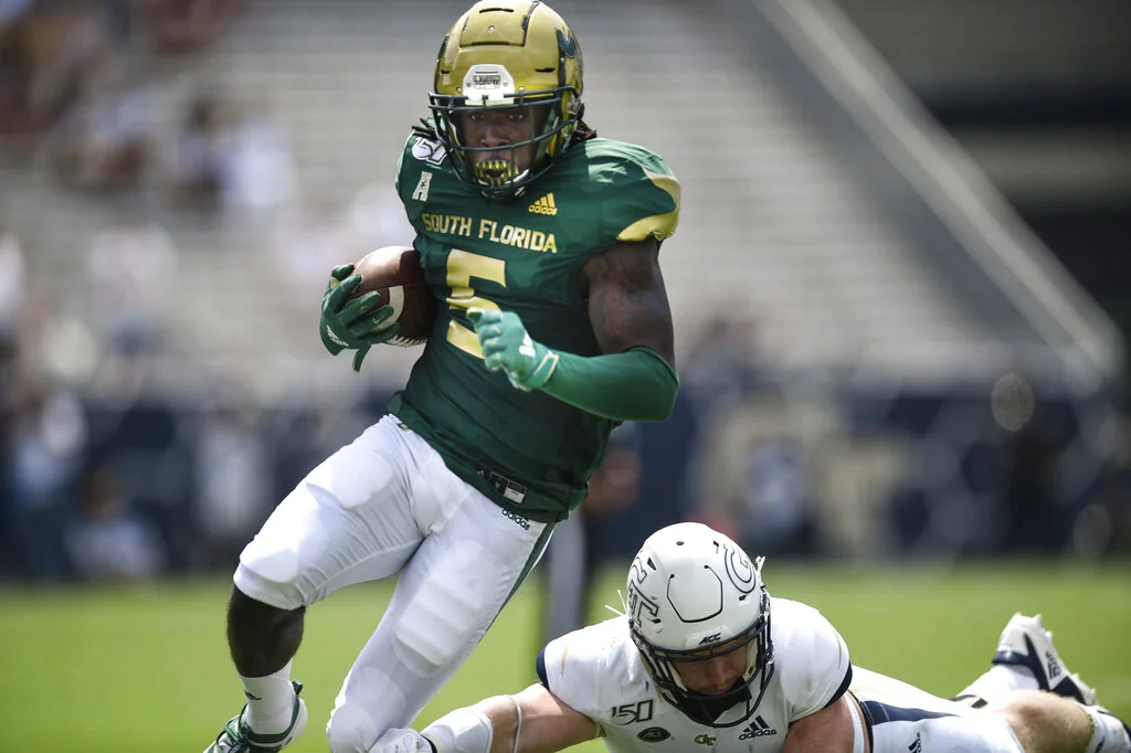 South Florida wide receiver Randall St. Felix runs against Georgia Tech during the first half of an NCAA college football game. Photo by Jon Barash/Associated Press