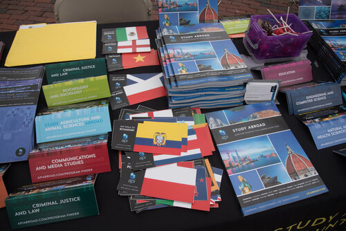 Students were gathered around Fairfield Way to learn about different opportunities to study abroad. Photo by Eric Yang / The Daily Campus