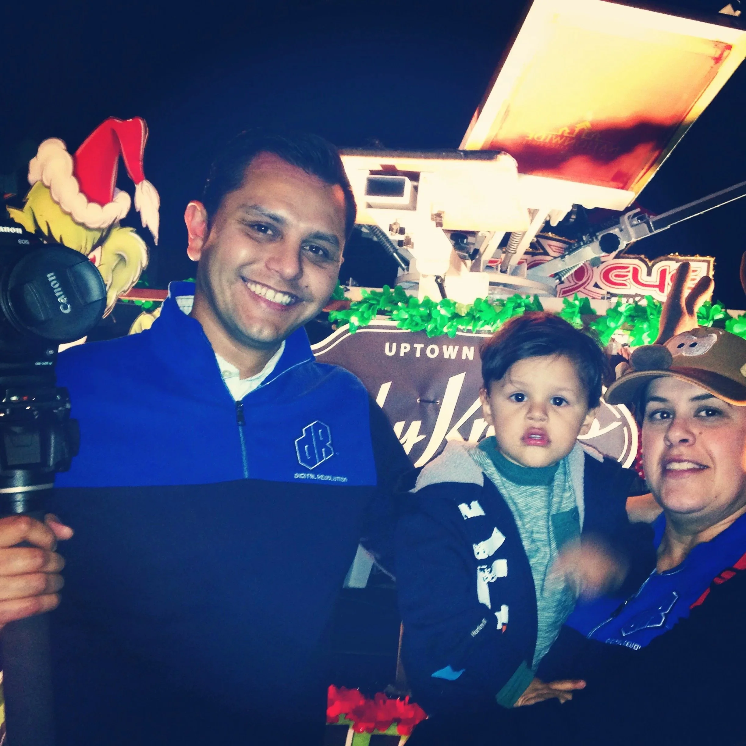 Anthony and Stefanie Puente with their son in Long Beach CA, the year they founded Digital Revolution video production company