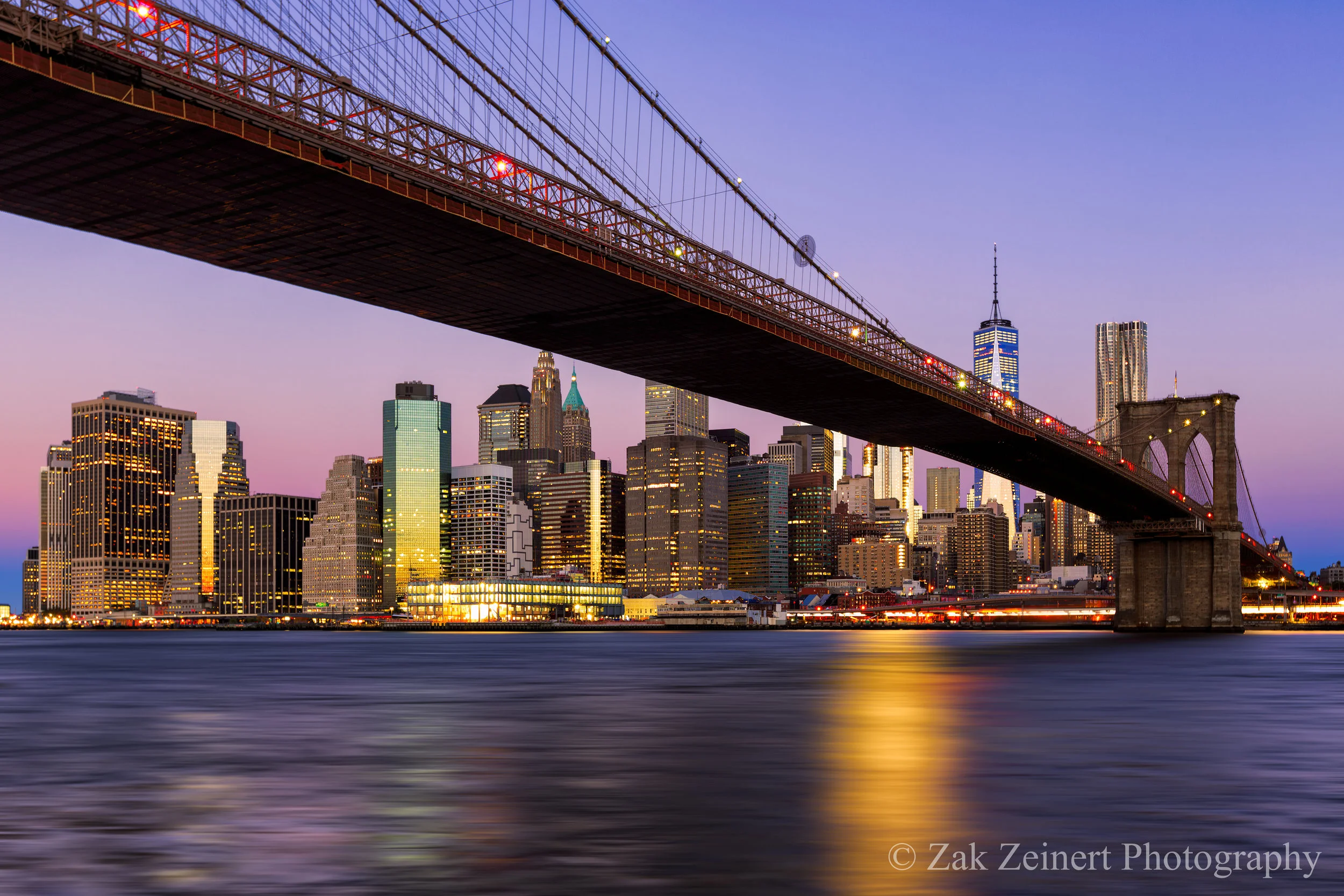 New York Skyline and the Brooklyn Bridge from Brooklyn Bridge Park