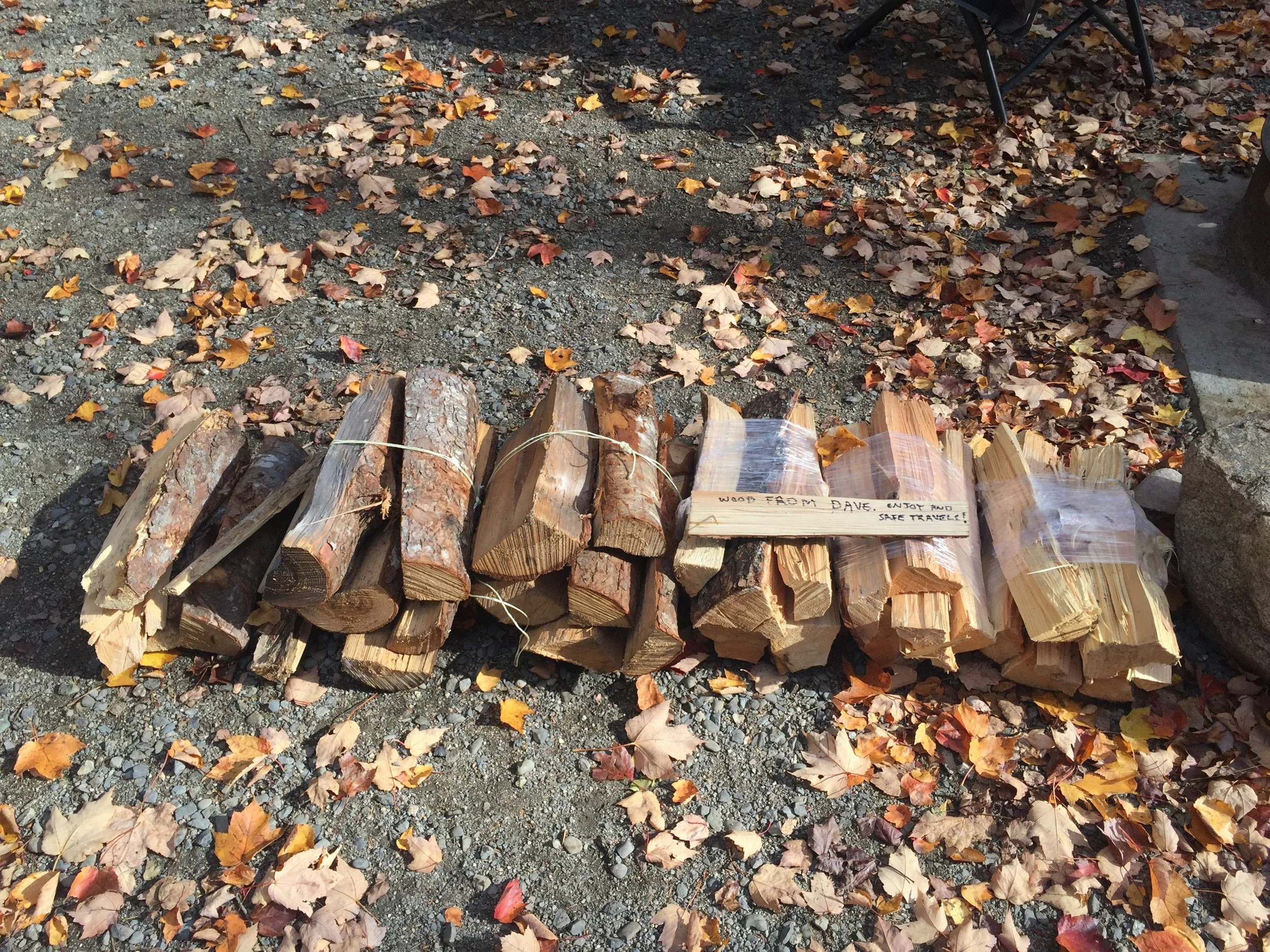 On my last (dry) evening, I arrived back at my campground for lunch to find my neighbor Dave had left me all of his firewood before departing. People are nice