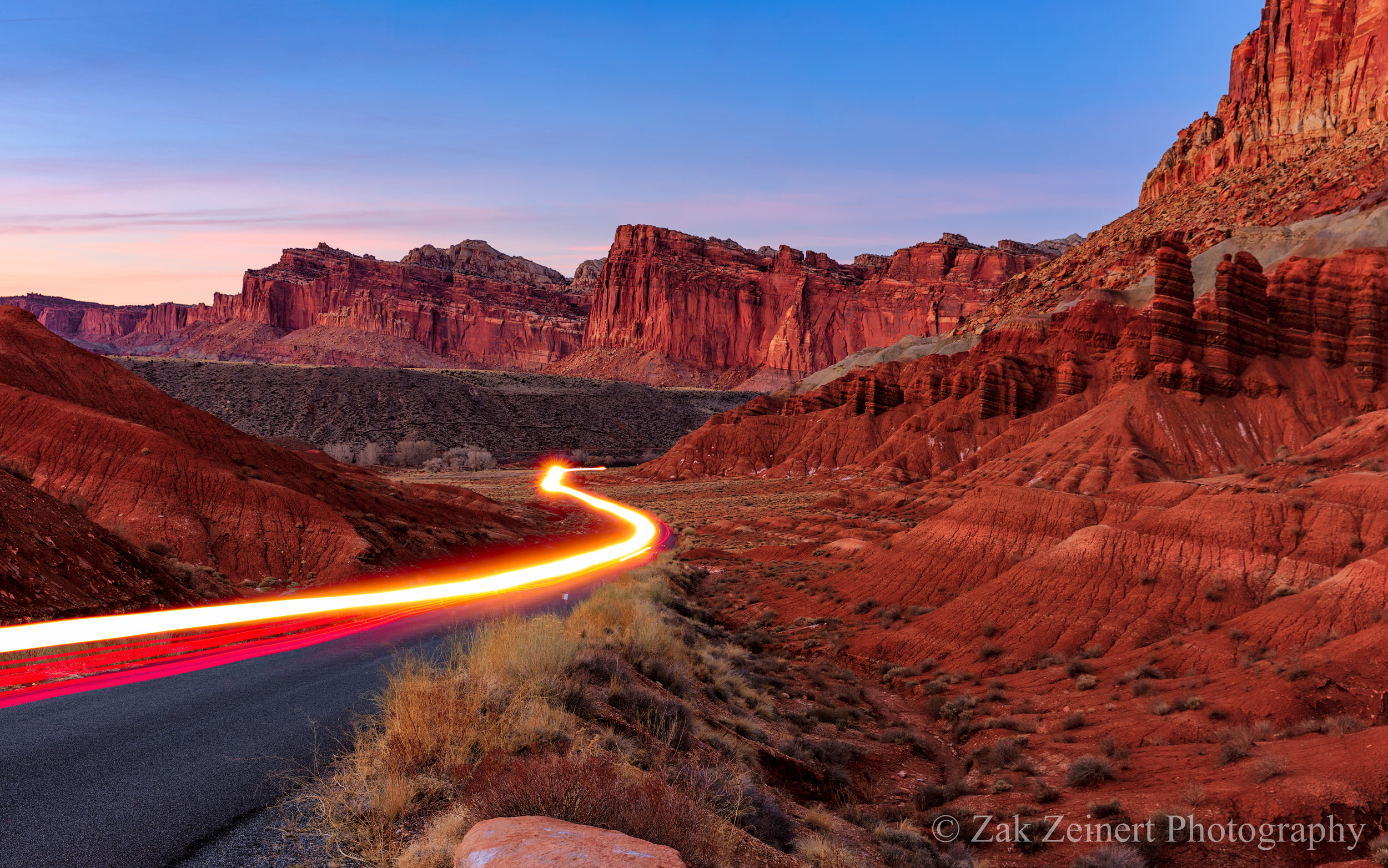 Final shot of Capitol Reef with light trails added in