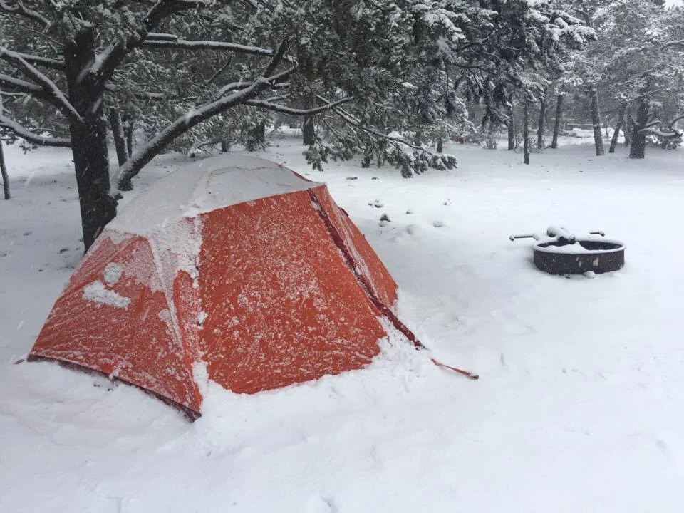 Being snowed on at the Grand Canyon