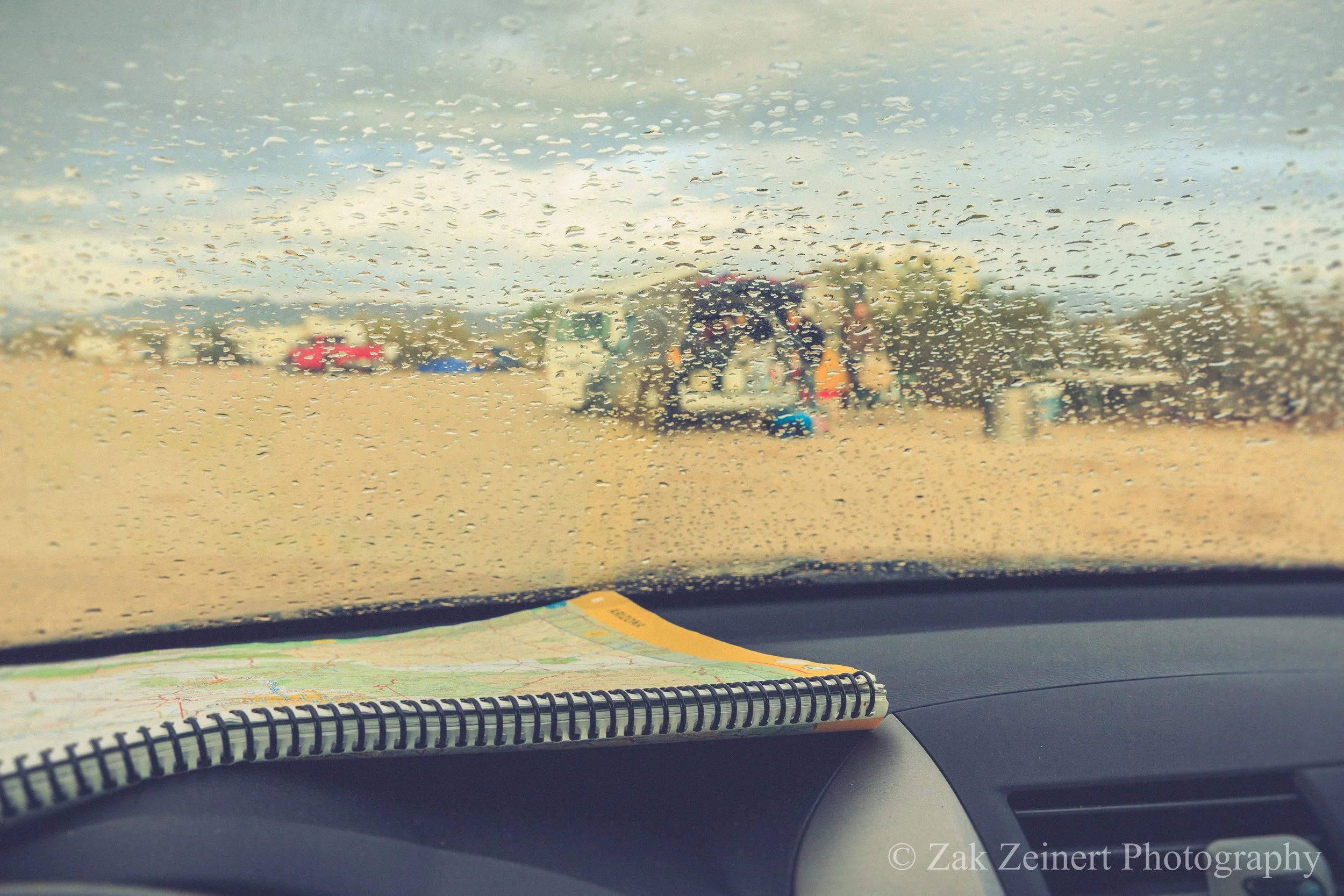Waiting for the rain to stop at Slab City