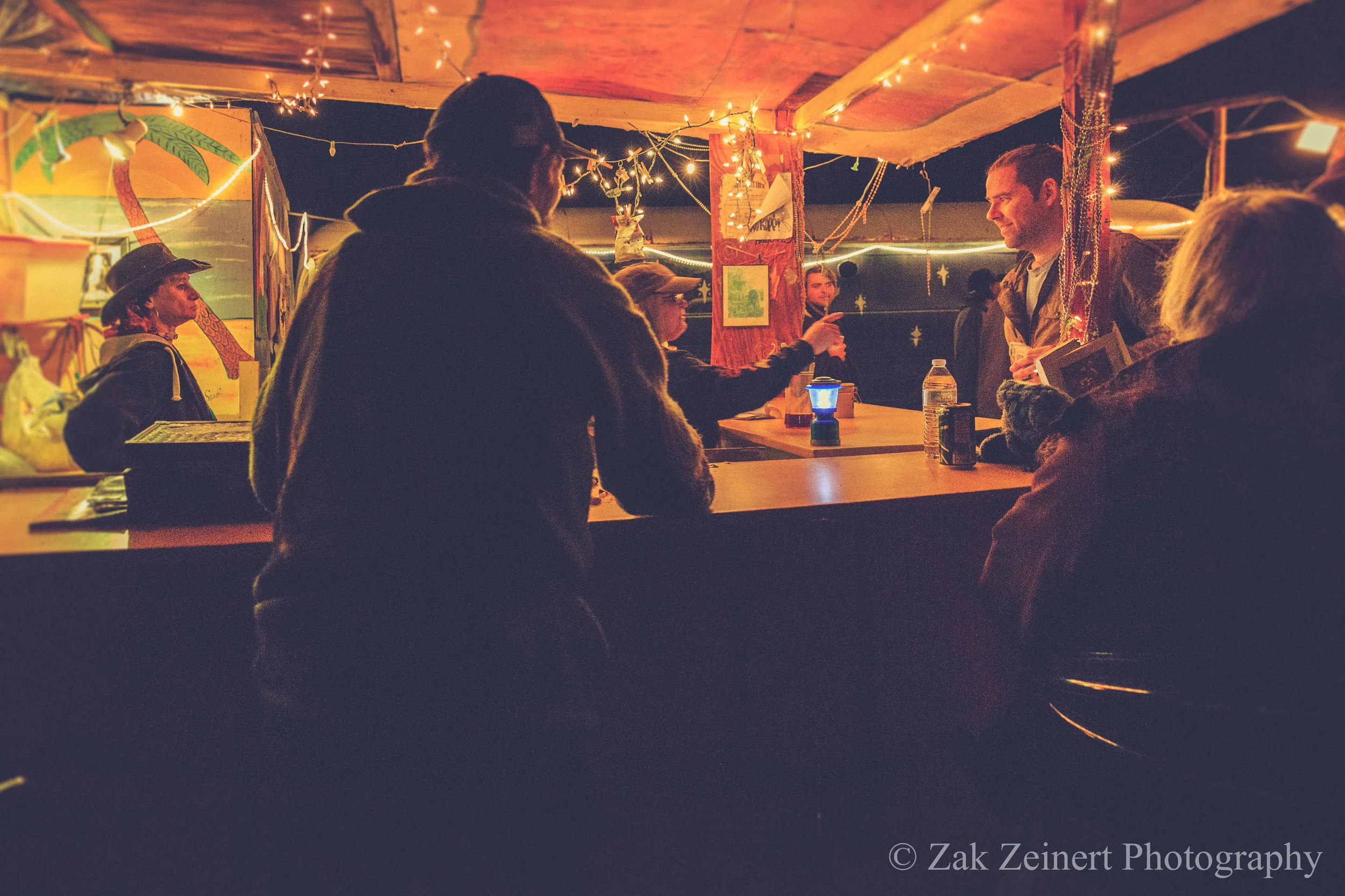 Getting a burger during the show