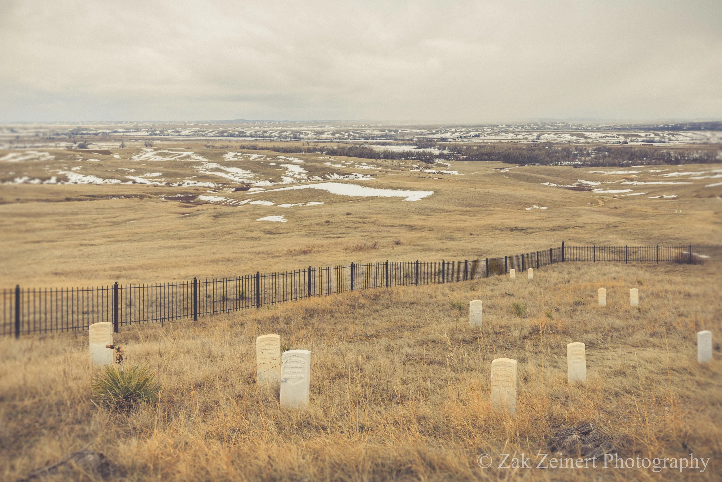 Graves for Custer's men. Each tombstone is laid in the location where it's owner's body was found