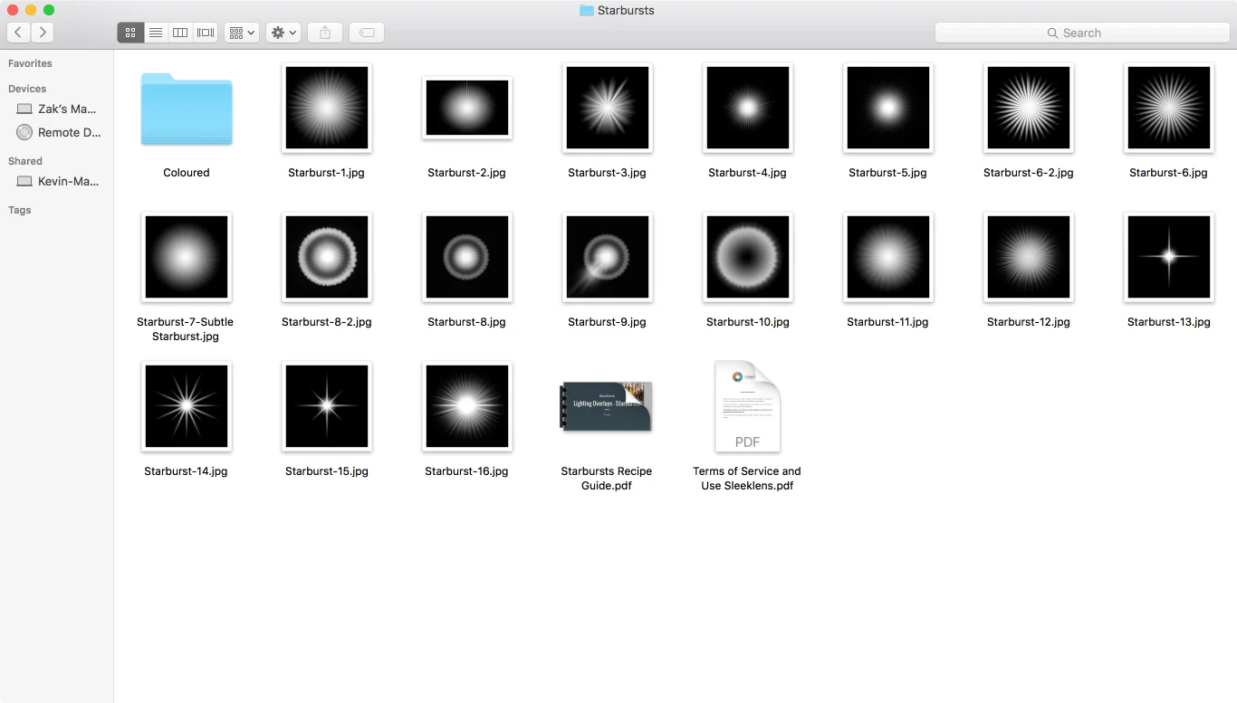 Folder of various starburst overlays