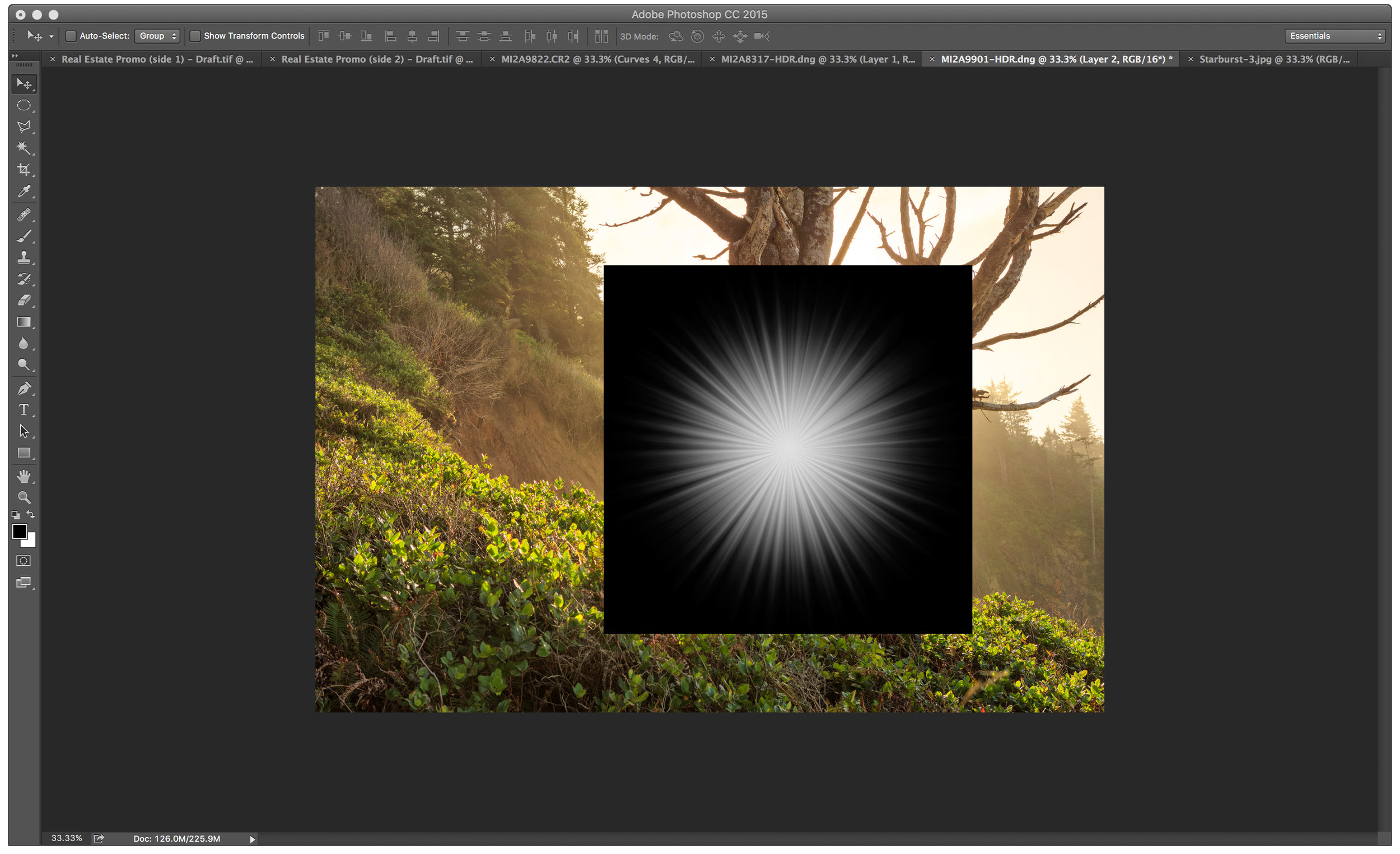 Starburst image pasted on top of my photo
