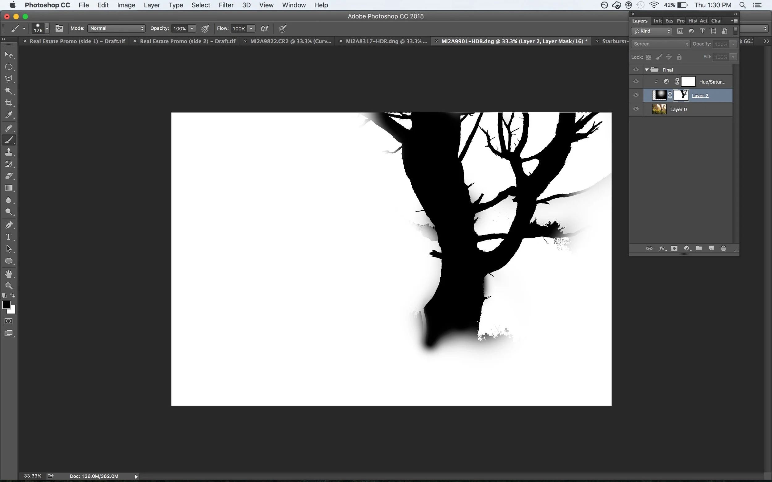 Option (ALT) Click your Layer Mask to see it in values of grey