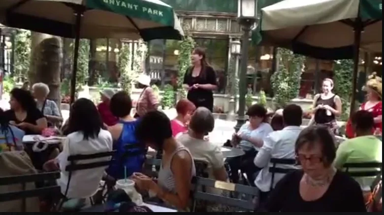 With Thanks to Melanie gall & Lisa Daehlin who entertained the knitting group in Bryant Park 