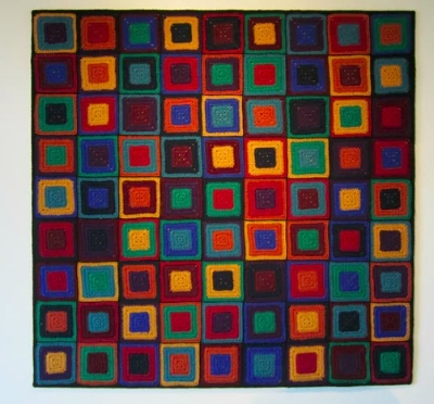  Psesudoku : A crochet version of three superimposed Sudoku patterns. Photograph: Pat Ashforth