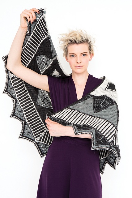 Semicircular Double-Knit Shawl published in Vogue Knitting Magazine Fall 2015