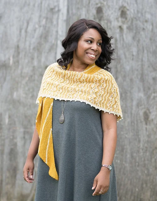 Designer Mara Licole wearing Wild Flowers + Honey Shawl