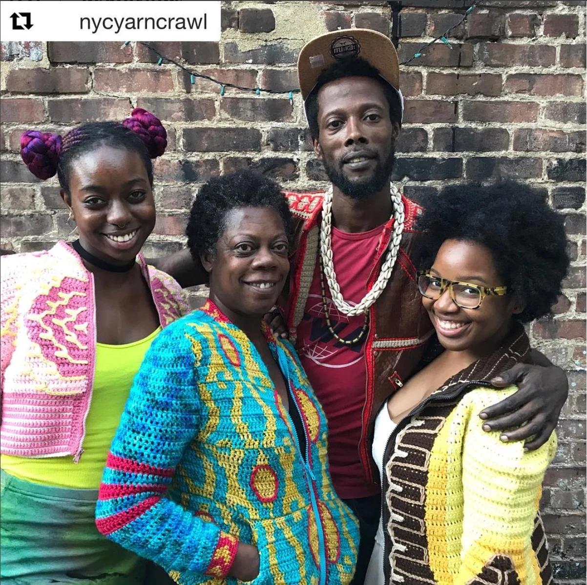 Nacinimod with friends and Claudette Brady, owner of Slip Stitch Needle Craft in Brooklyn during the New York City Yarn Crawl in September 2017.