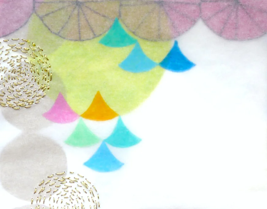 Mixed Media with Hand Embroidery on Paper