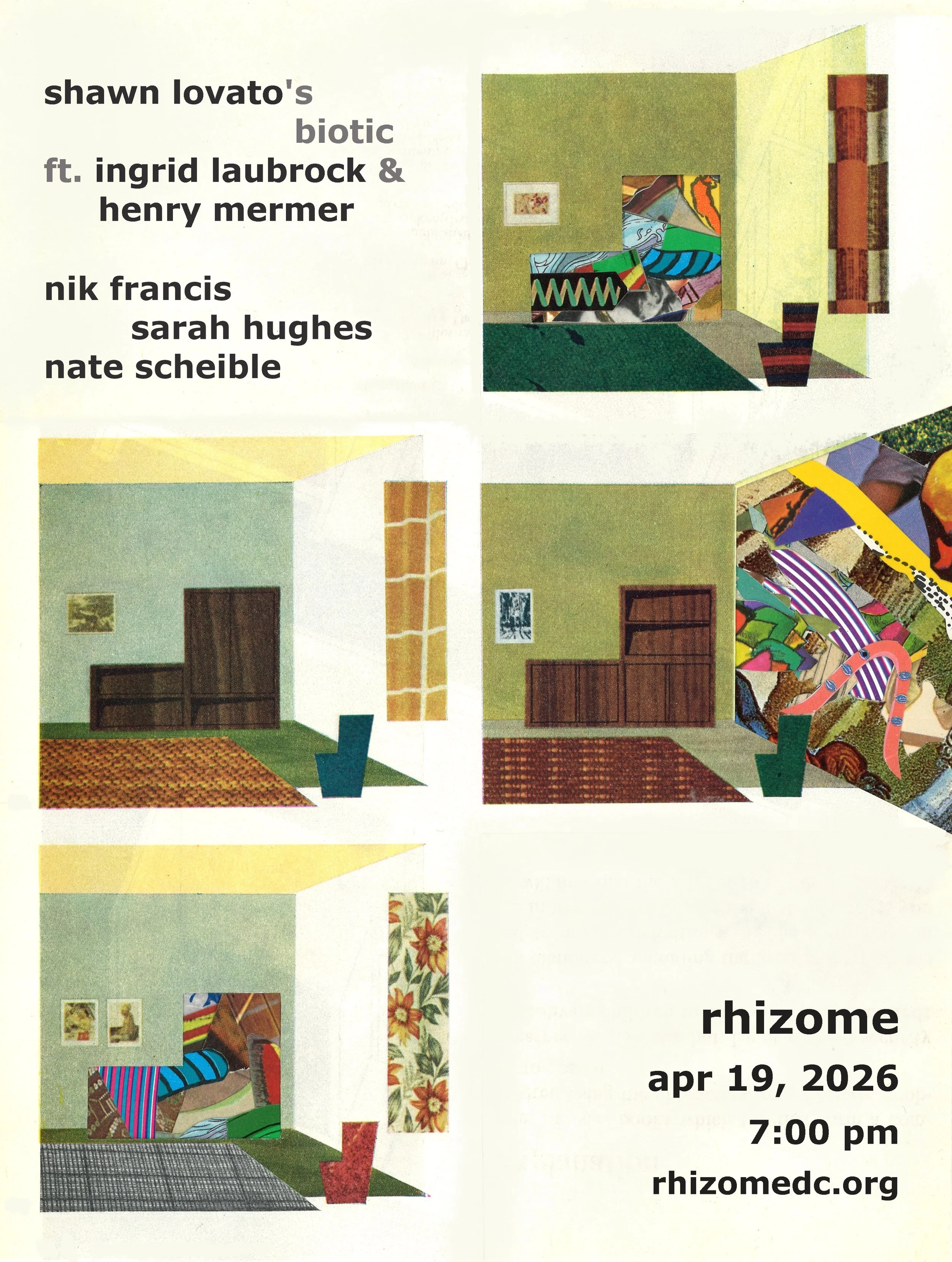 Shawn Lovato's Biotic ft. Ingrid Laubrock &amp; Henry Mermer / Nik Francis - Sarah Hughes - Nate Scheible