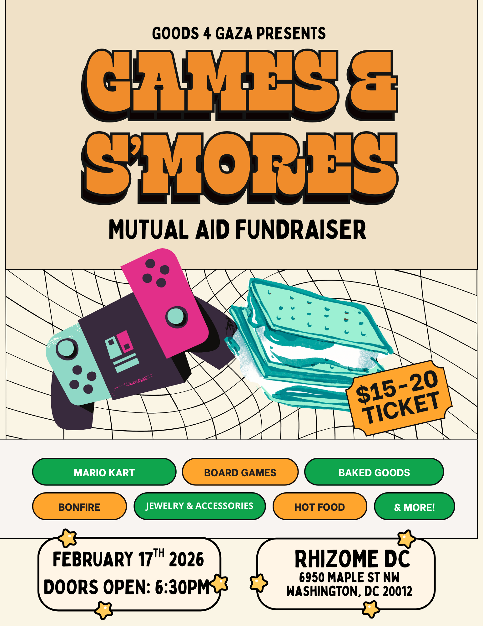 Games &amp; S'mores - Mutual Aid Fundraiser for Families in Gaza