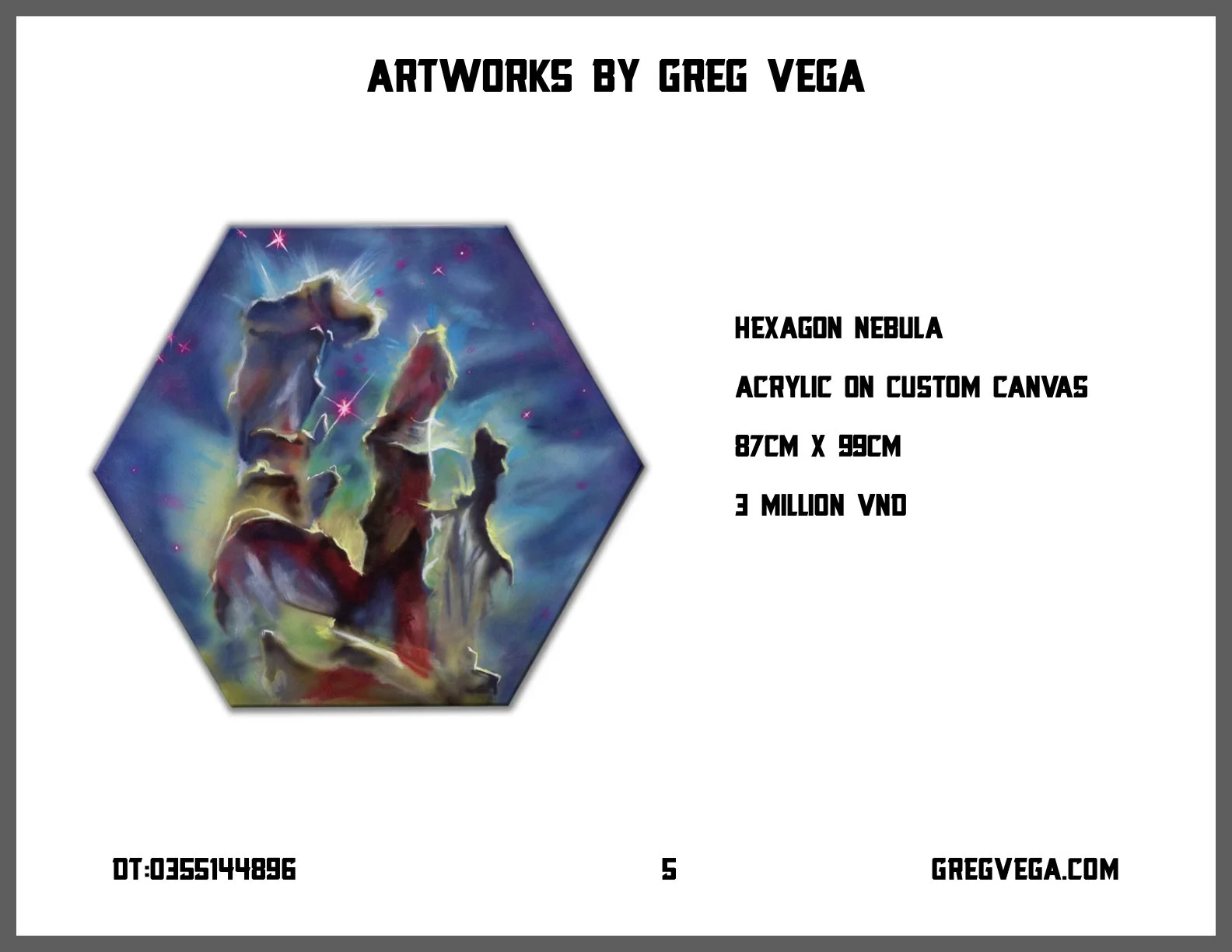 Hexagon-shaped canvas featuring abstract nebula artwork with vibrant colors and glowing effects.