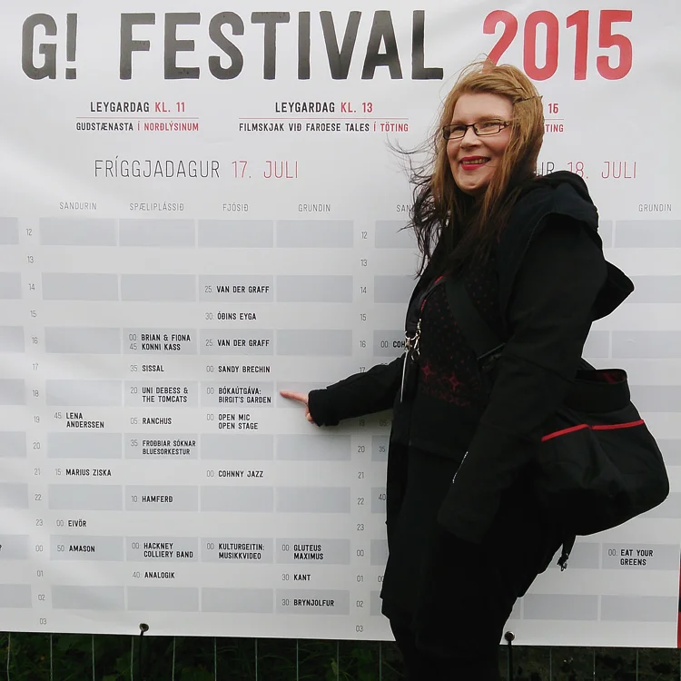 Eija at G!-festival, Faroe Islands in July 2015 publishing her photo book.