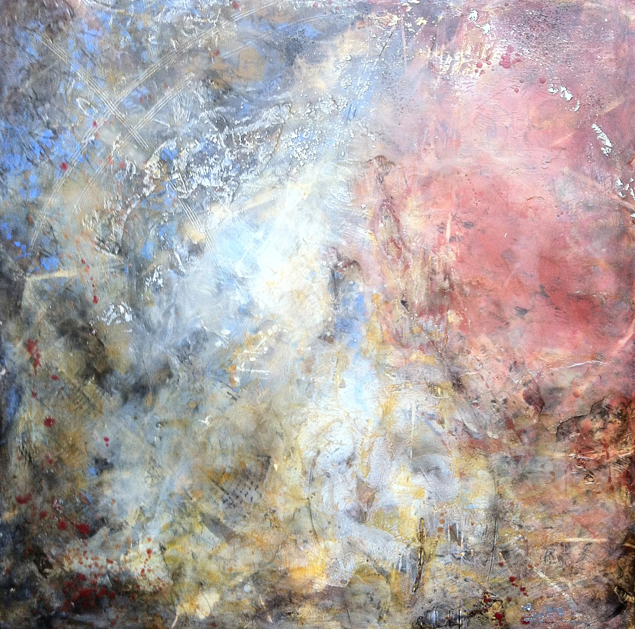 VOICE 36X36 Encaustic on Birch Panel