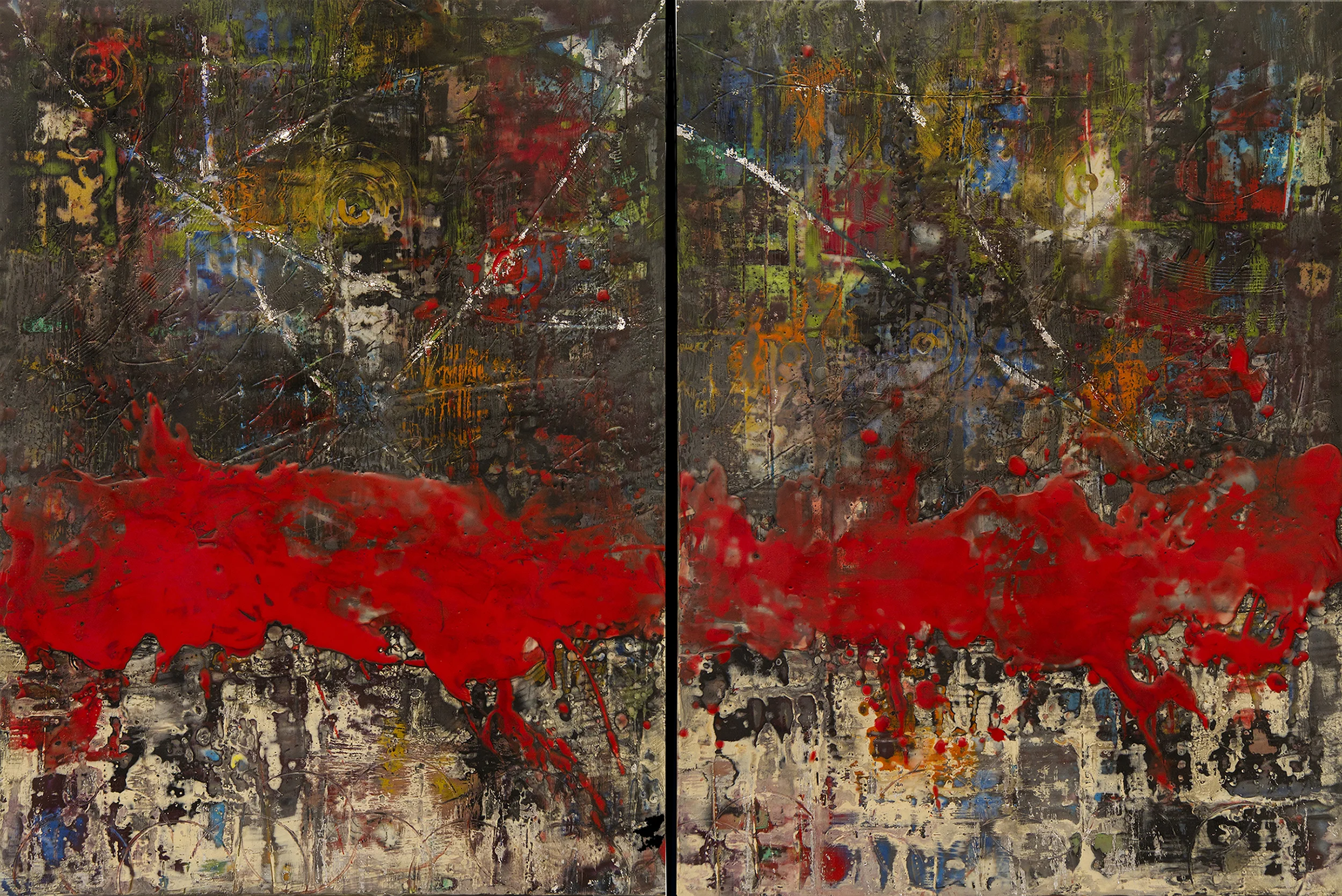 Rush of Truth - Breaking Wide Open / Diptych 2-24x18 / Encaustic on Birch Panel
