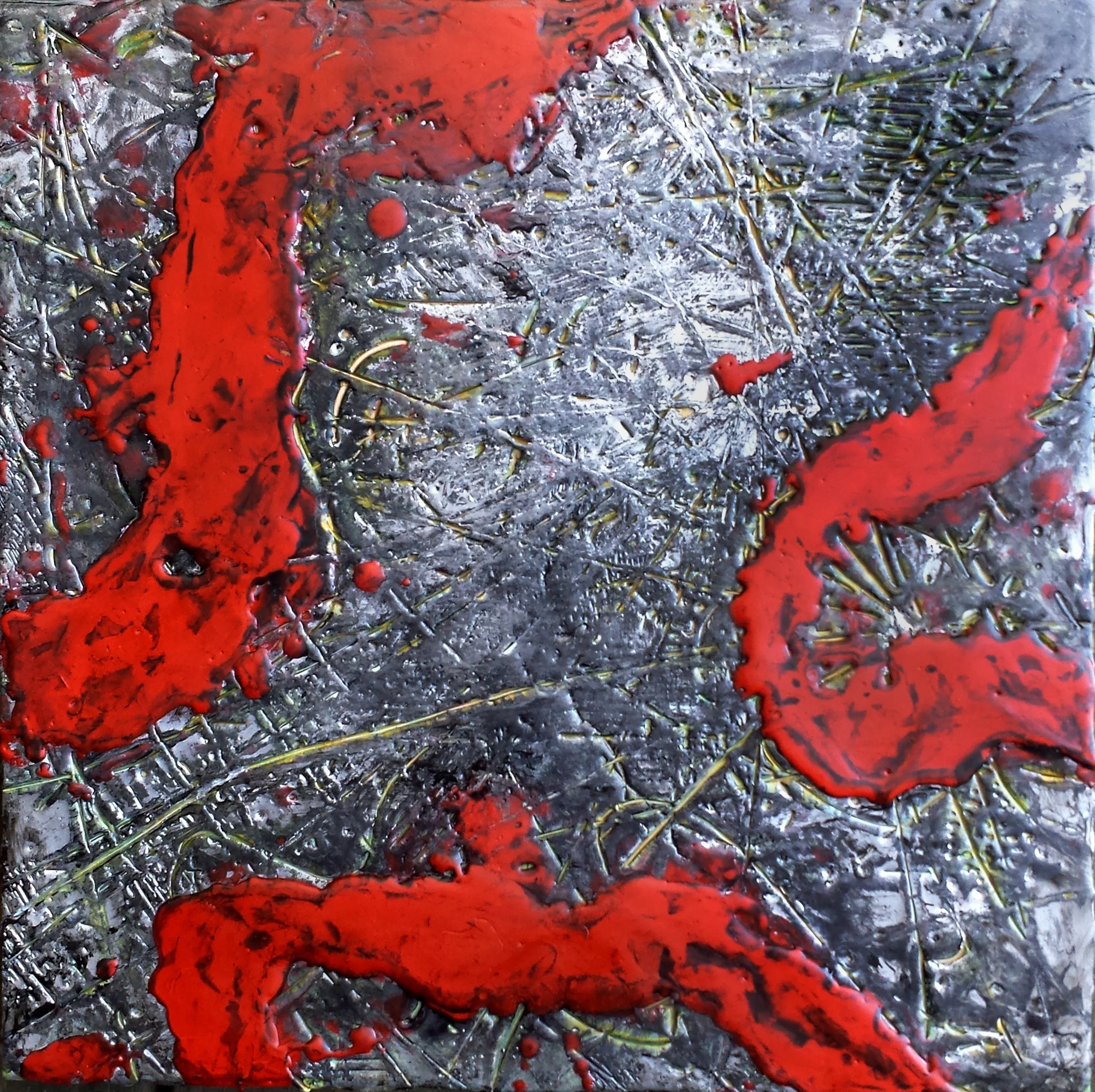 Flow of the Heart / 12x12 / Encaustic on Panel
