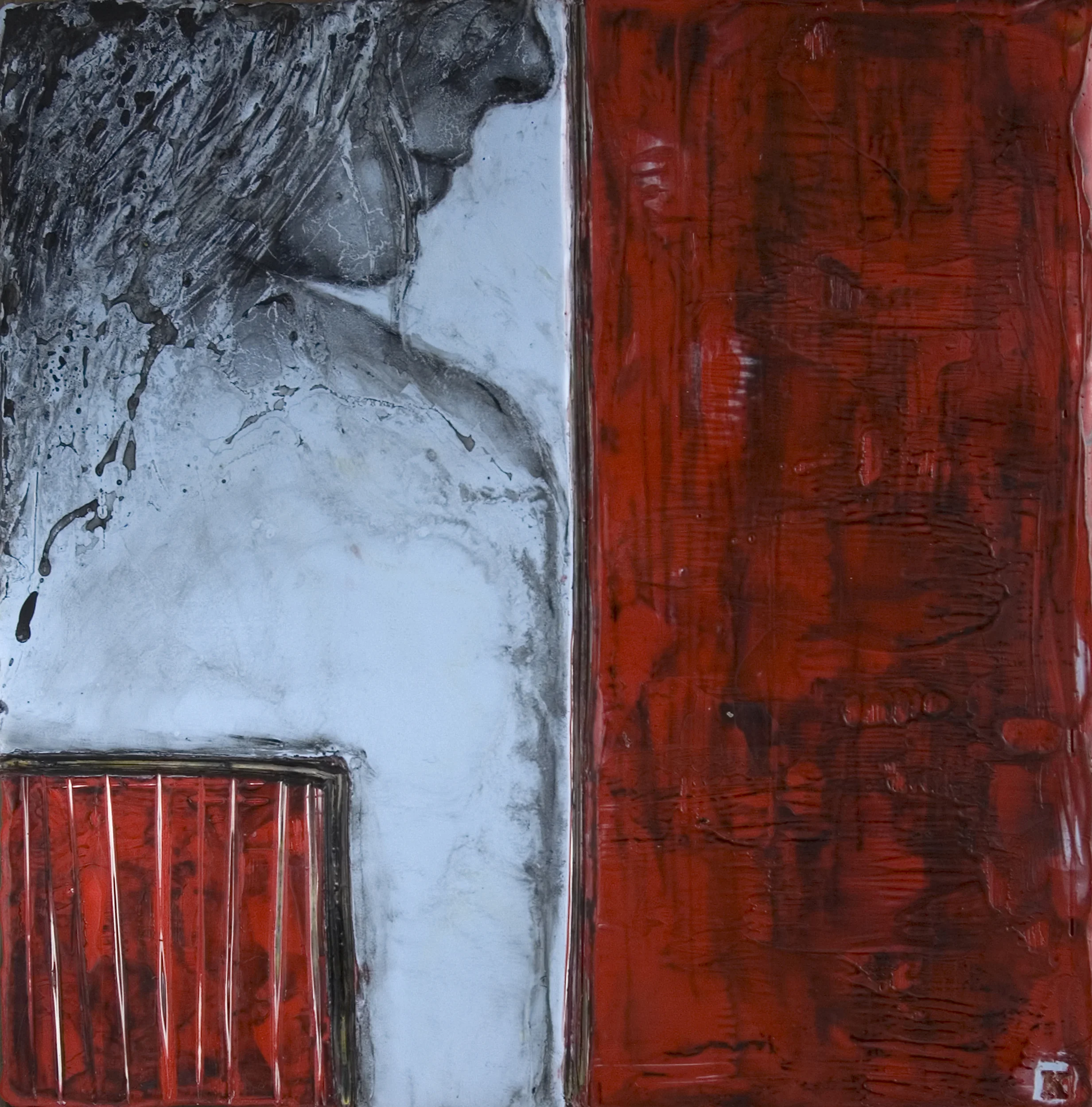 $300-CAGED HEART 13X13-FRAMED