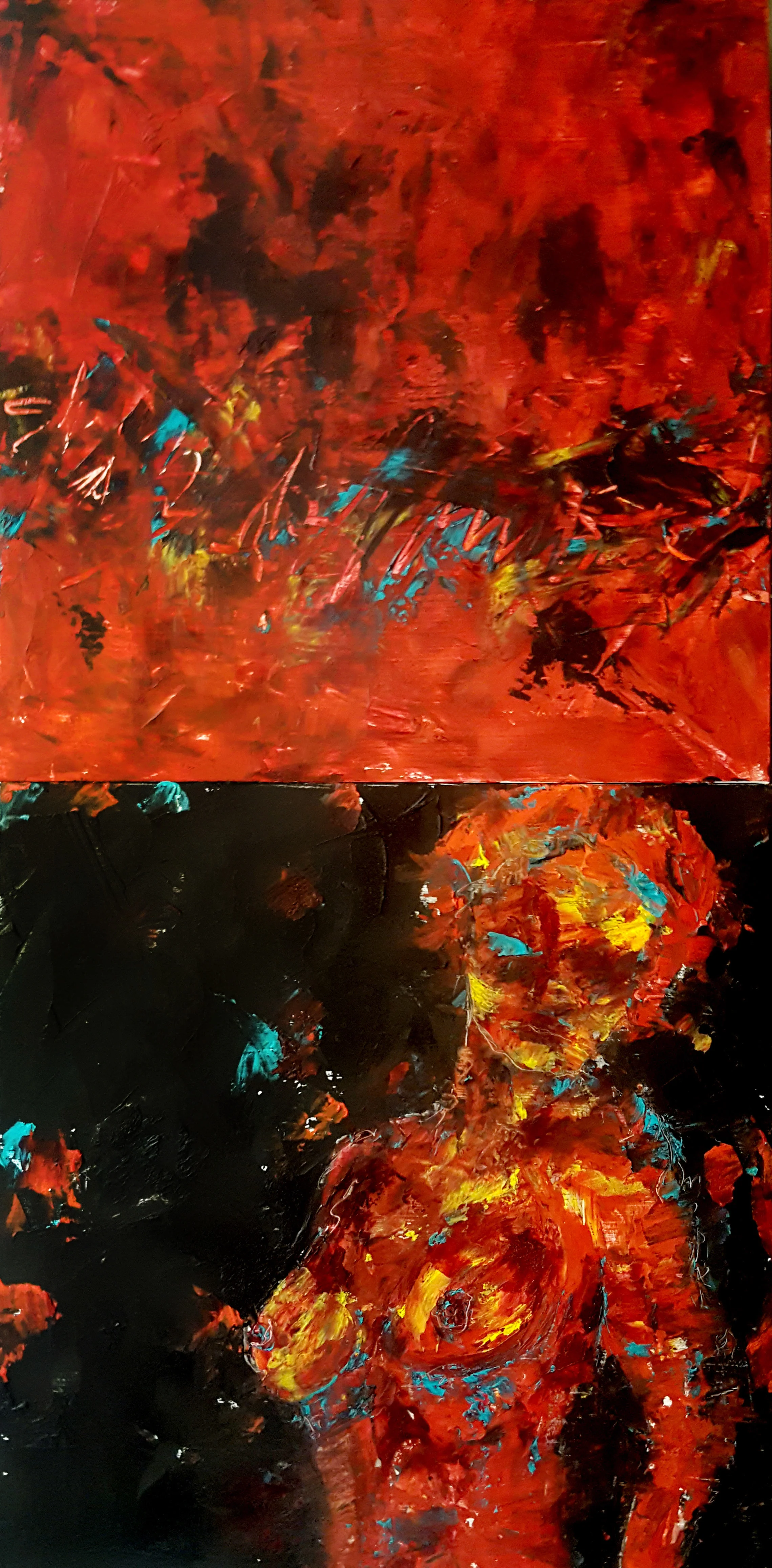 Dreaming in Red / 2-12x12's / Oil and Cold Wax on Birch Panels SOLD