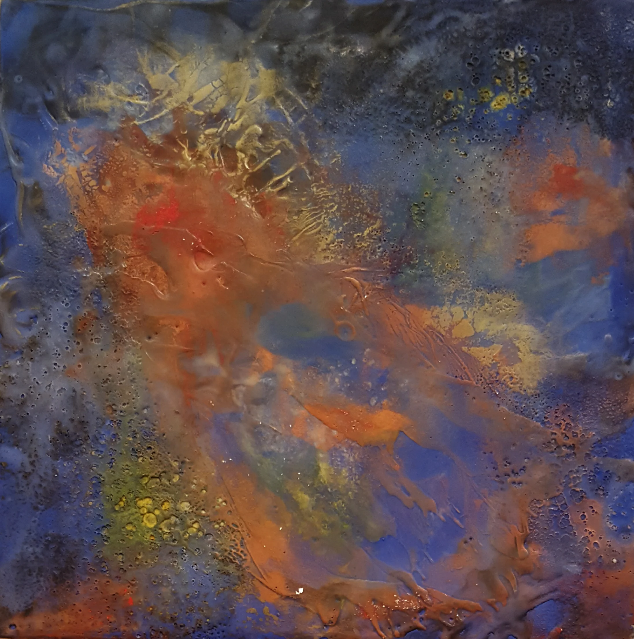 Diving In / Encaustic Mixed Media on Birch /12x12 / $390