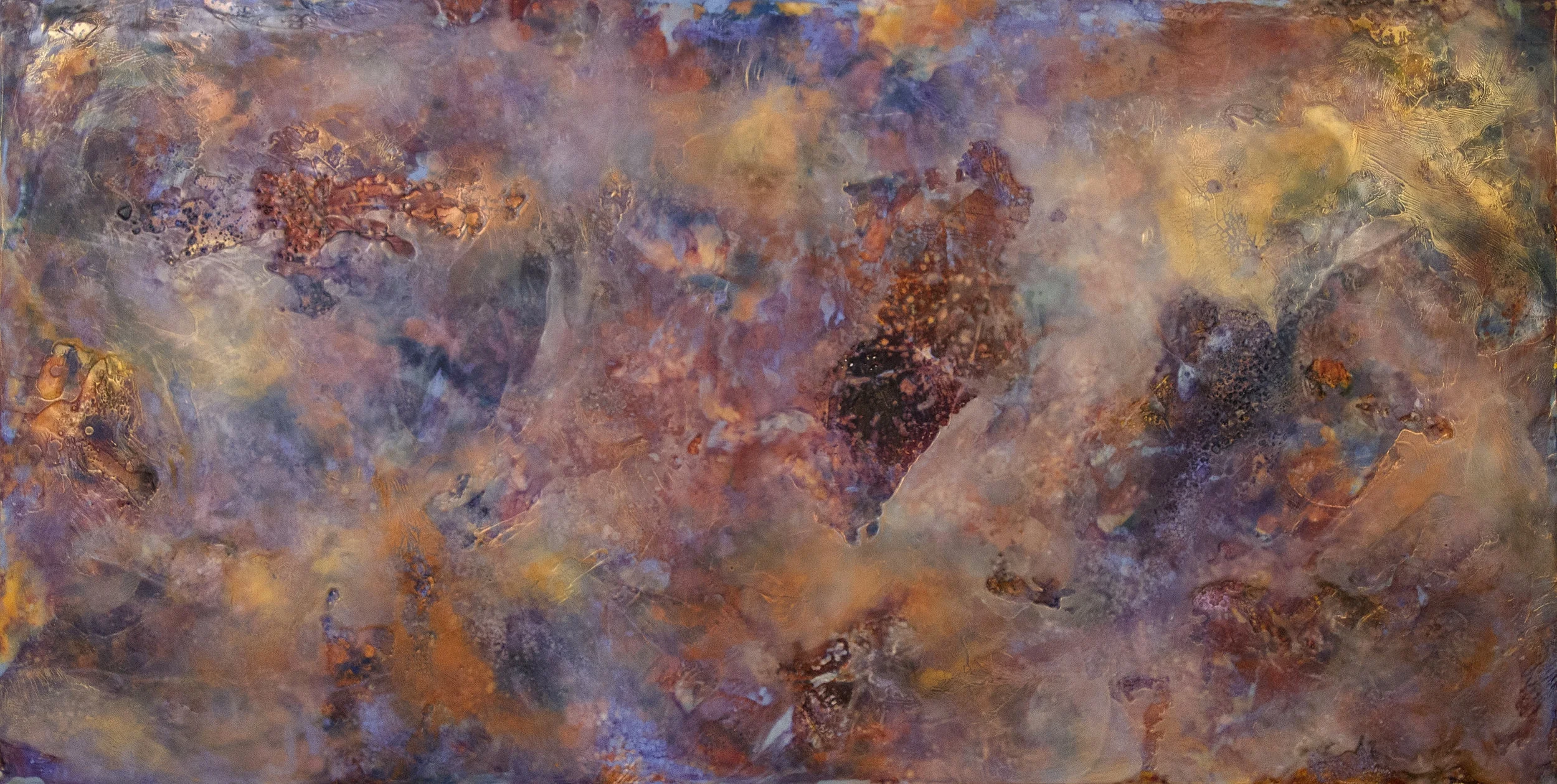 The Heady Scent of Spring at Dusk/24x48/Encaustic Mixed Media on Birch-SOLD