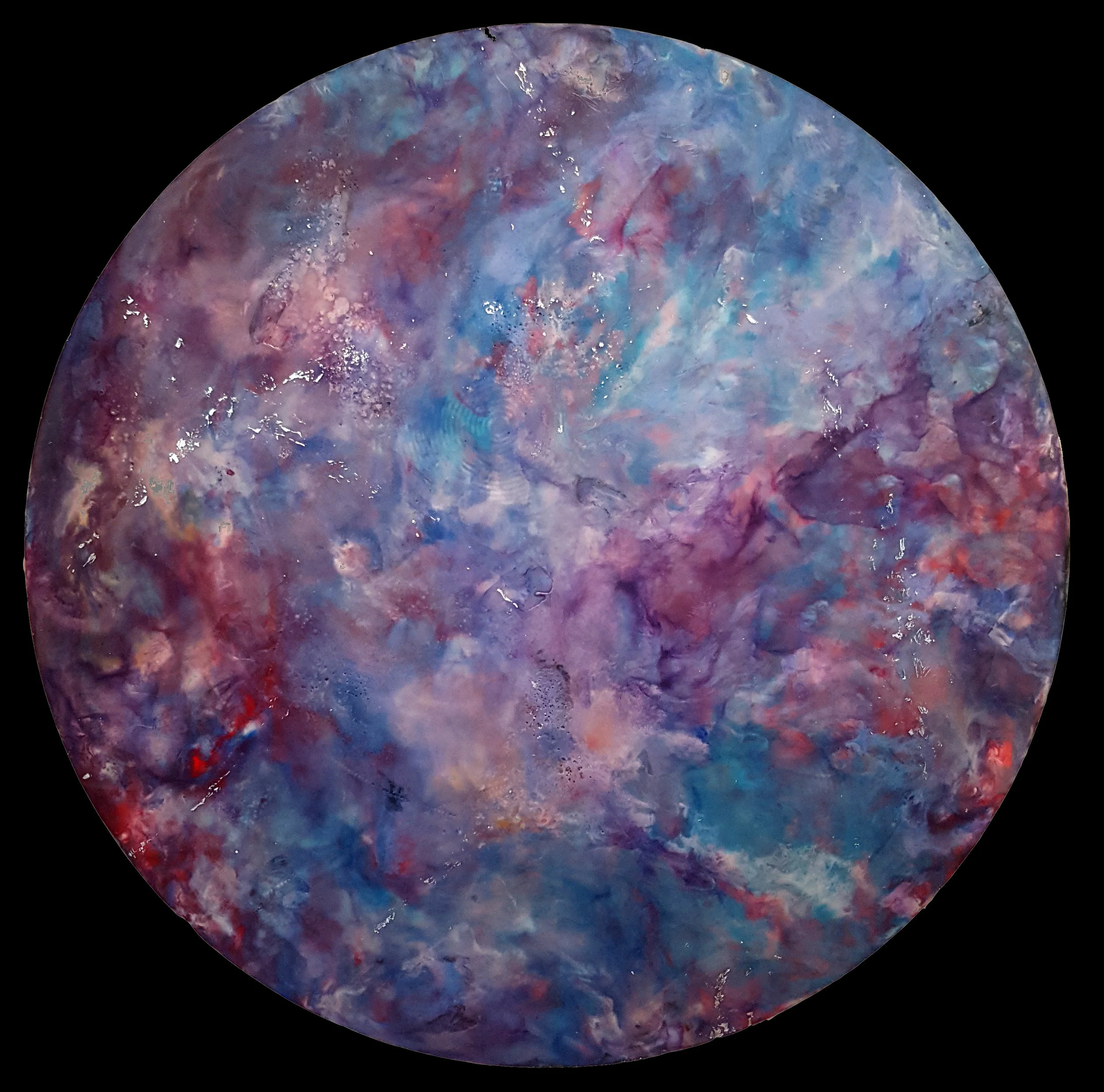 Rhythm in Blues / 36in Circular Encaustic on Birch