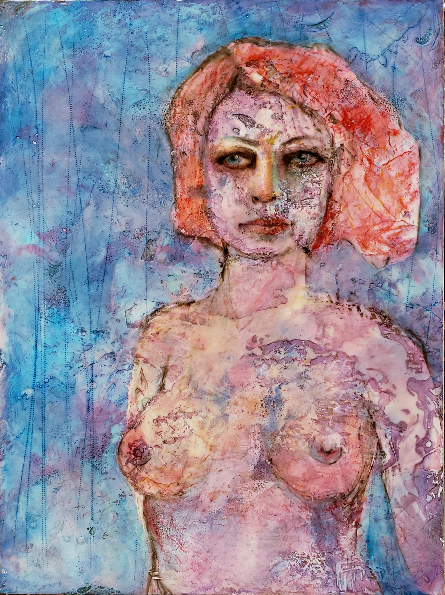 Look At Me / 40x30 / Encaustic, Oil, Mixed Media
