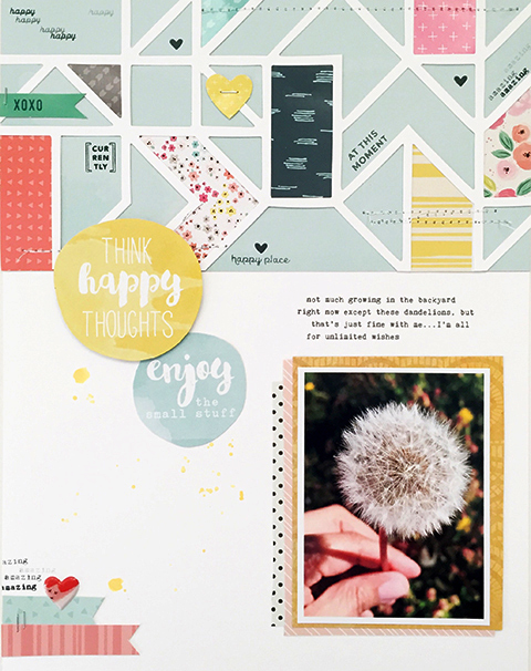 Top portion of layout: Gossamer Blue Main Add-On Kit • Stamps: May Life Pages Kit and May Main Scrapbook Kit • Title Circles: May 2016 Main Kit & Add-On Kit #2 • Puffy Heart sticker: Main Life Pages Kit • Layering Papers: Main Kit & Main Add-On Kit