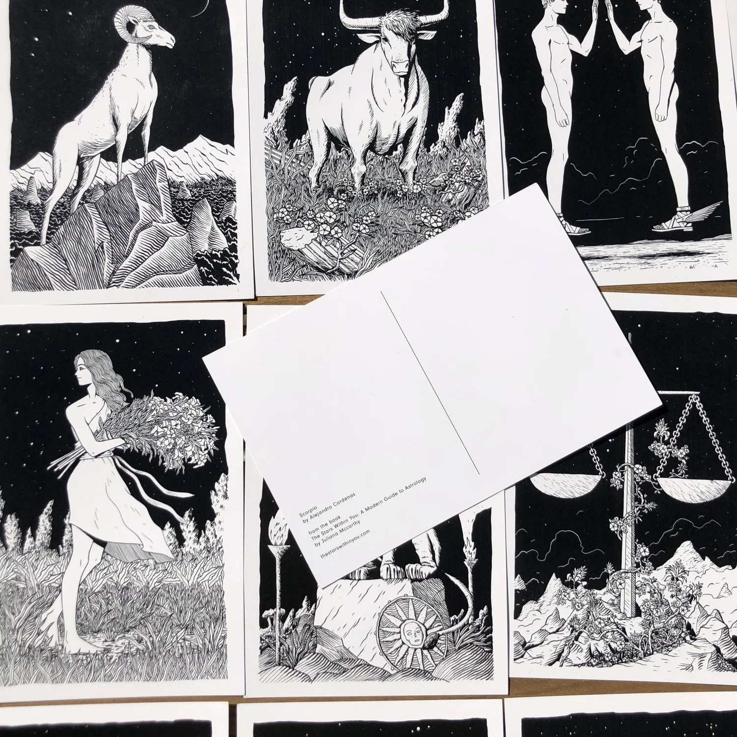 Set of 12 Zodiac Postcards — ETHEREAL CULTURE ASTROLOGY by Juliana McCarthy