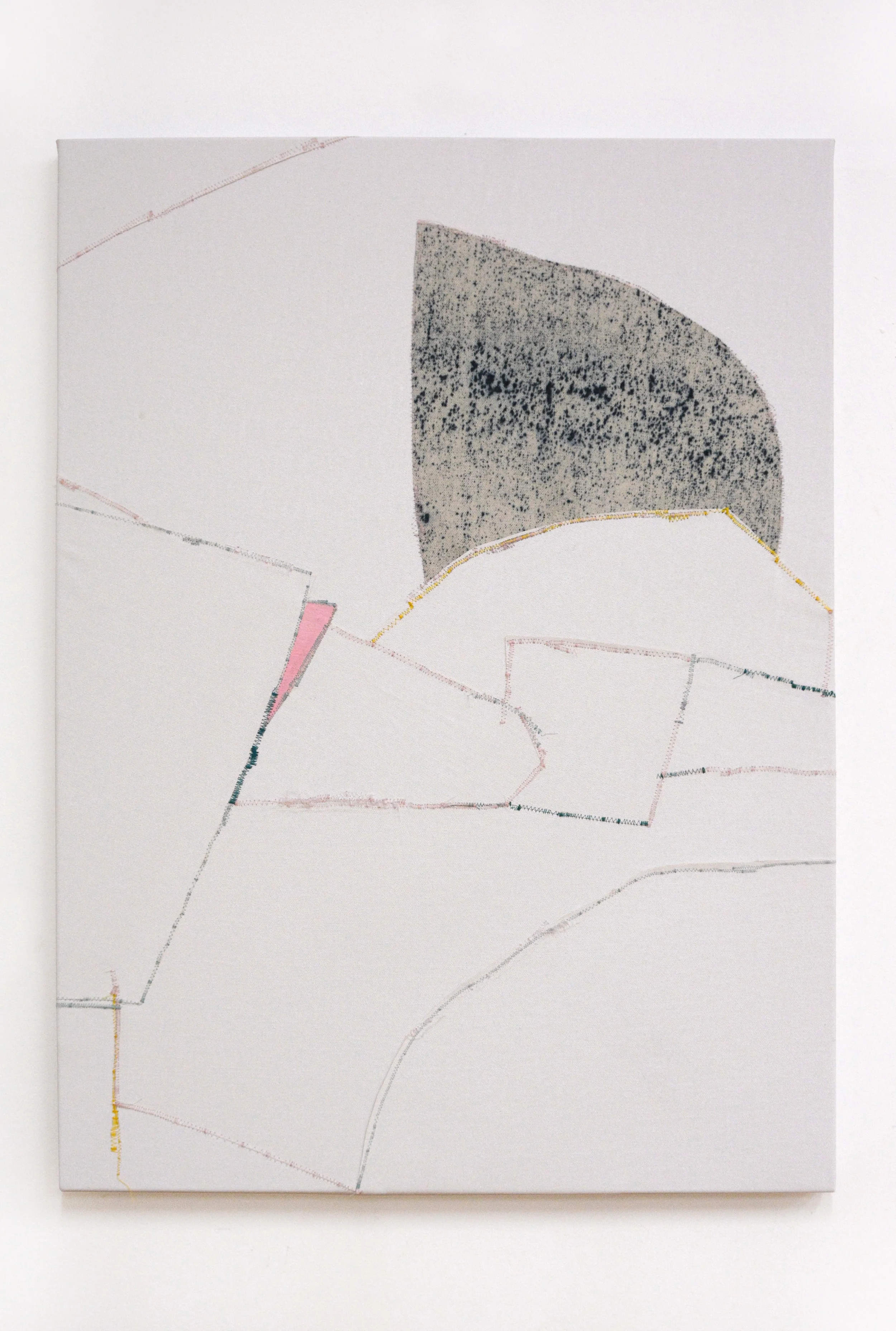 Tumble , oil and thread on canvas, 56 x 76 cm, 2016 .