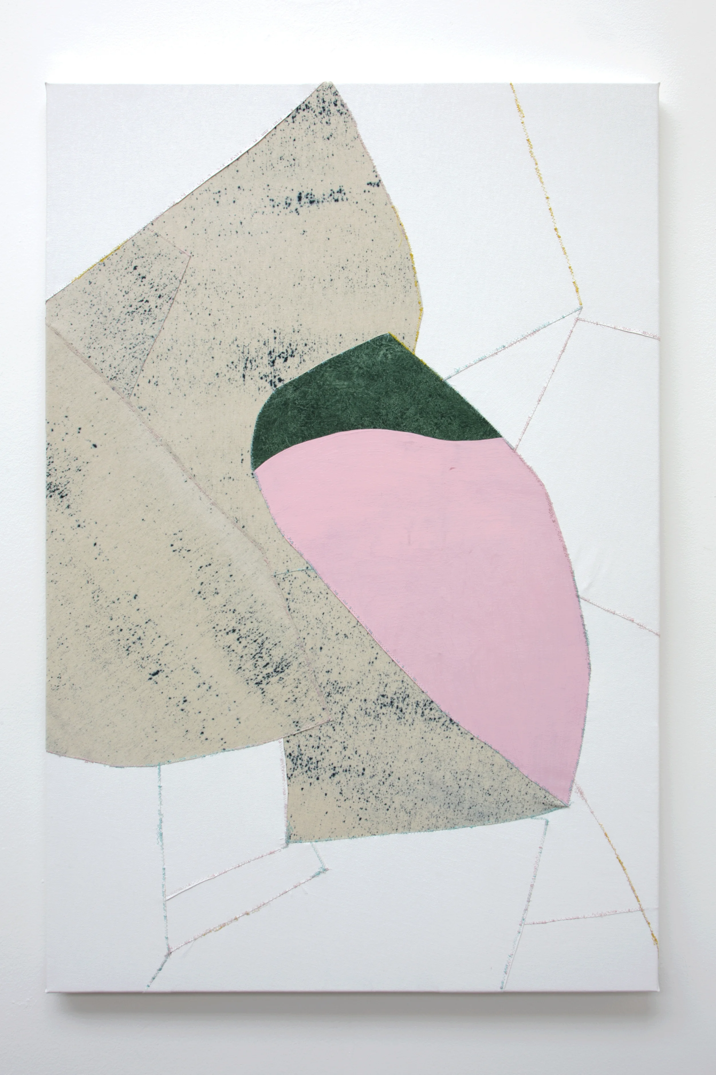 Foliole , oil and thread on canvas, 76 x 112 cm, 2016 .