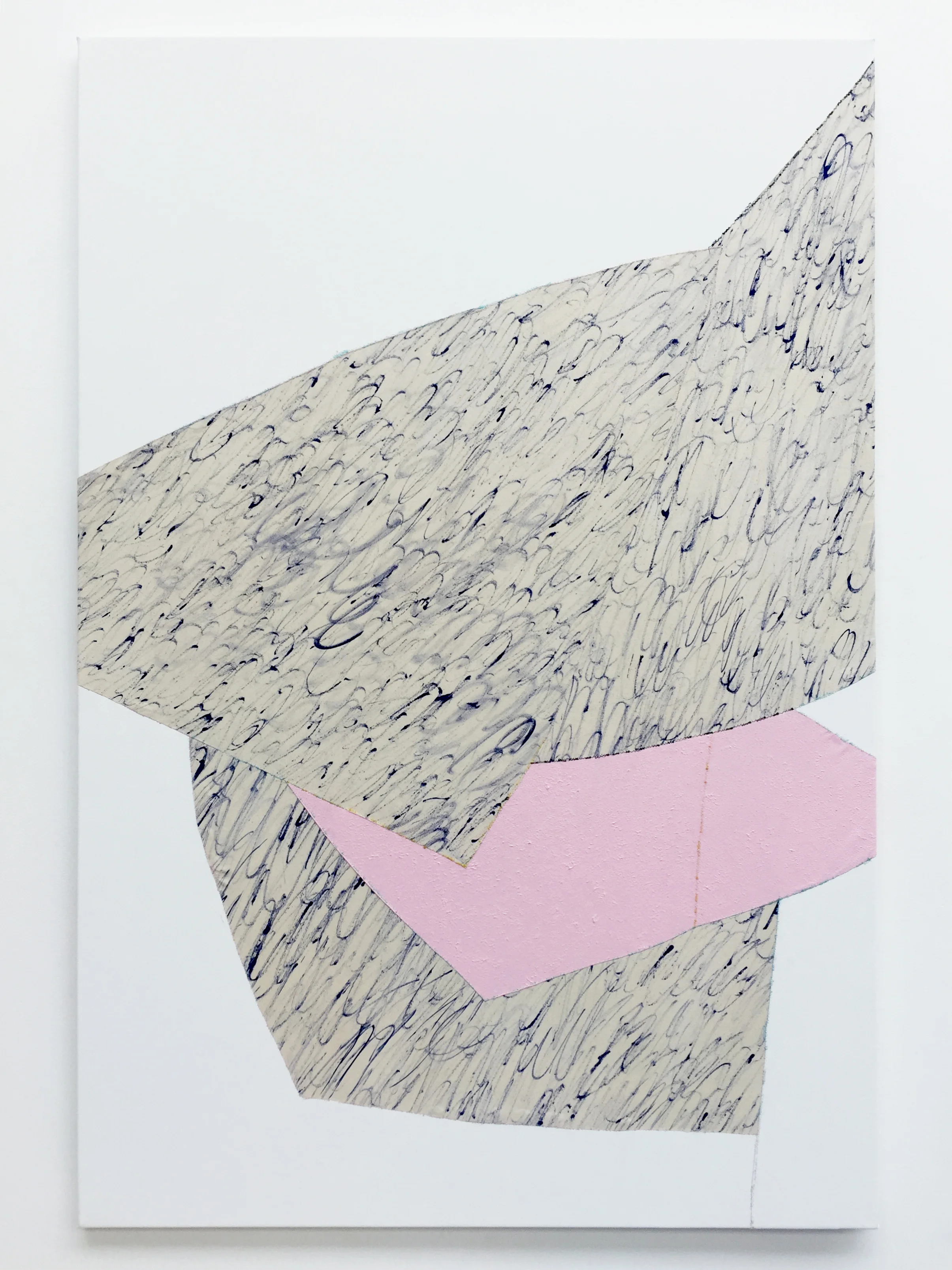 The Blues , oil, thread and pigment on canvas, 112 x 168 cm, 2016 .